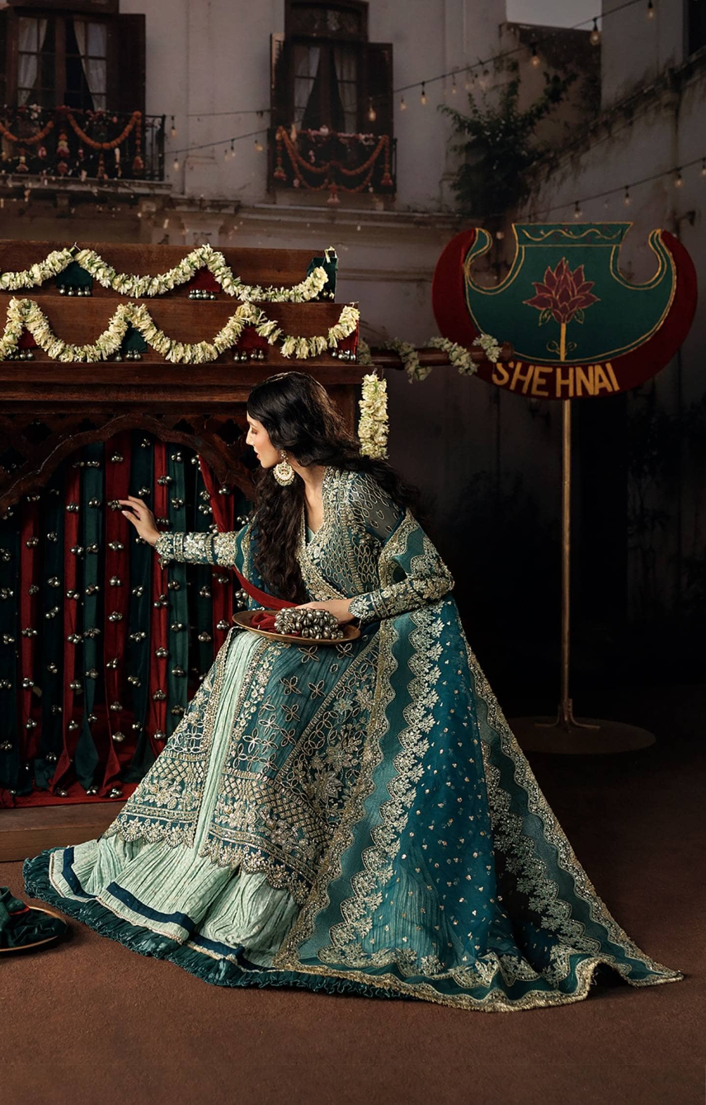 Afrozeh Shehnai Wedding Formals 26/Suhan/Teal Green