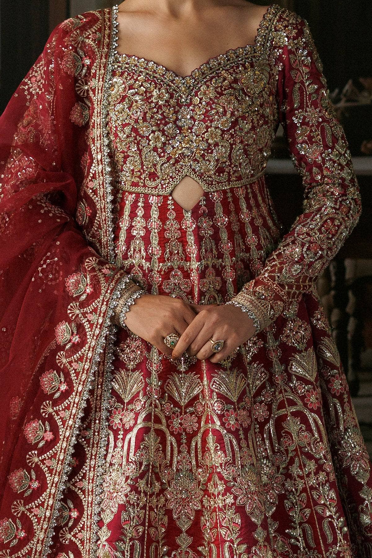 Afrozeh Shehnai Wedding Formals 26/Virsa/Magenta Deep Red