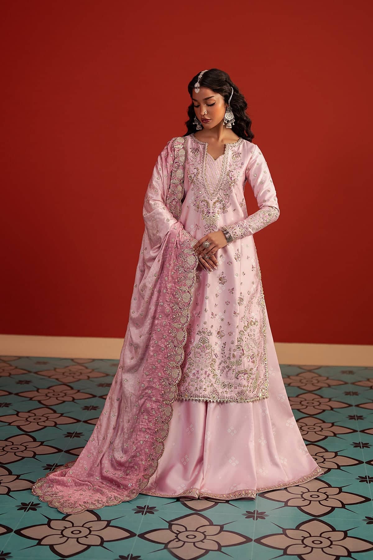 Afrozeh Divani Silk Ready To Ship Formals Afrozeh Divani Silk Edit 25/Sufiya/Pastel Pink