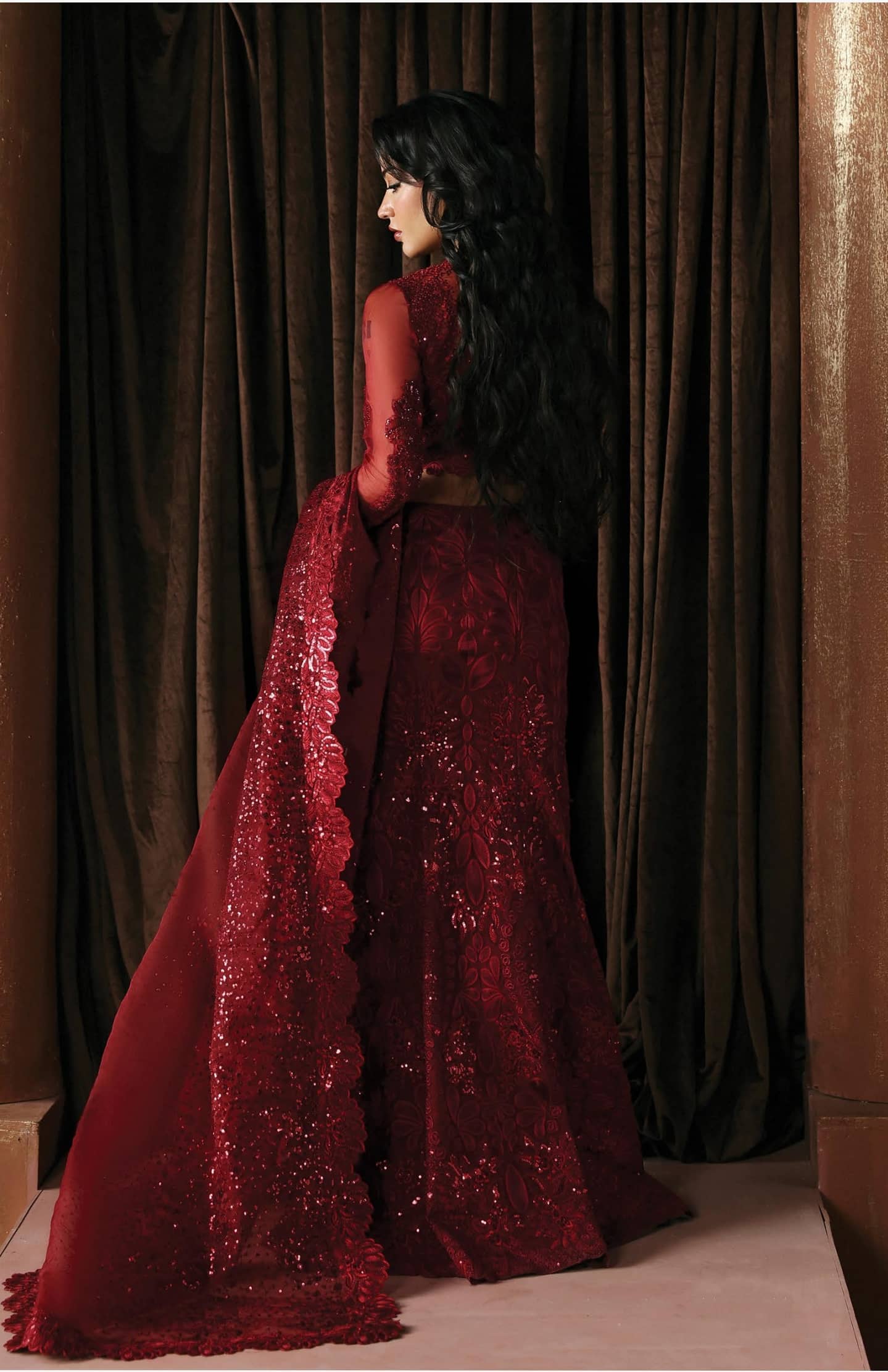 Afrozeh La Fuchsia 26/Lover/Deep Maroon Gown