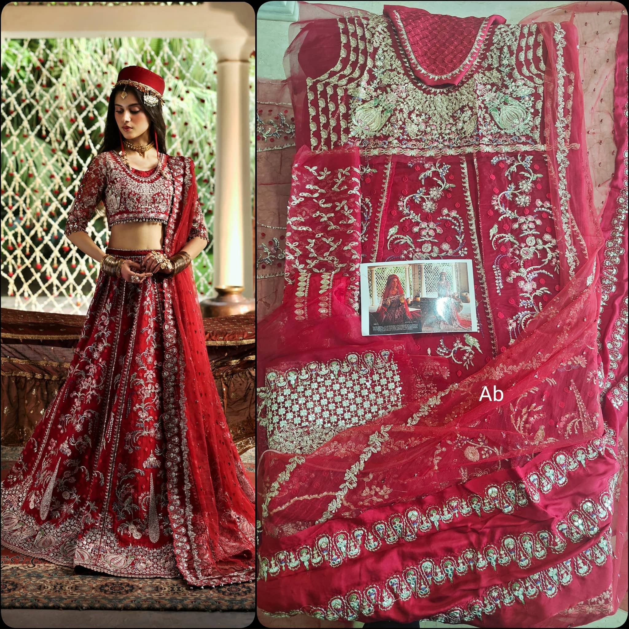 Afrozeh Shehnai Wedding Formals/Sheen/Crimson Red