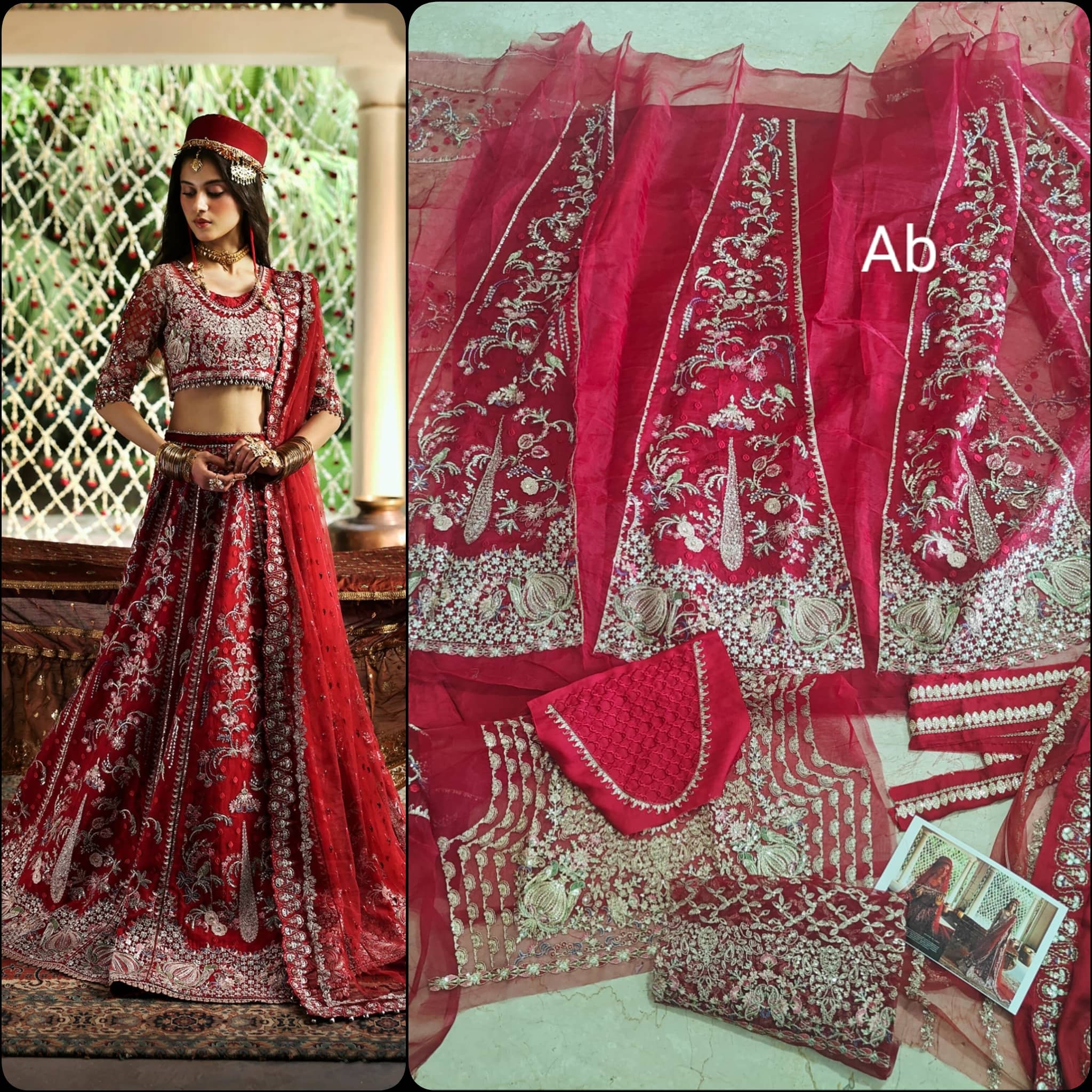 Afrozeh Shehnai Wedding Formals/Sheen/Crimson Red