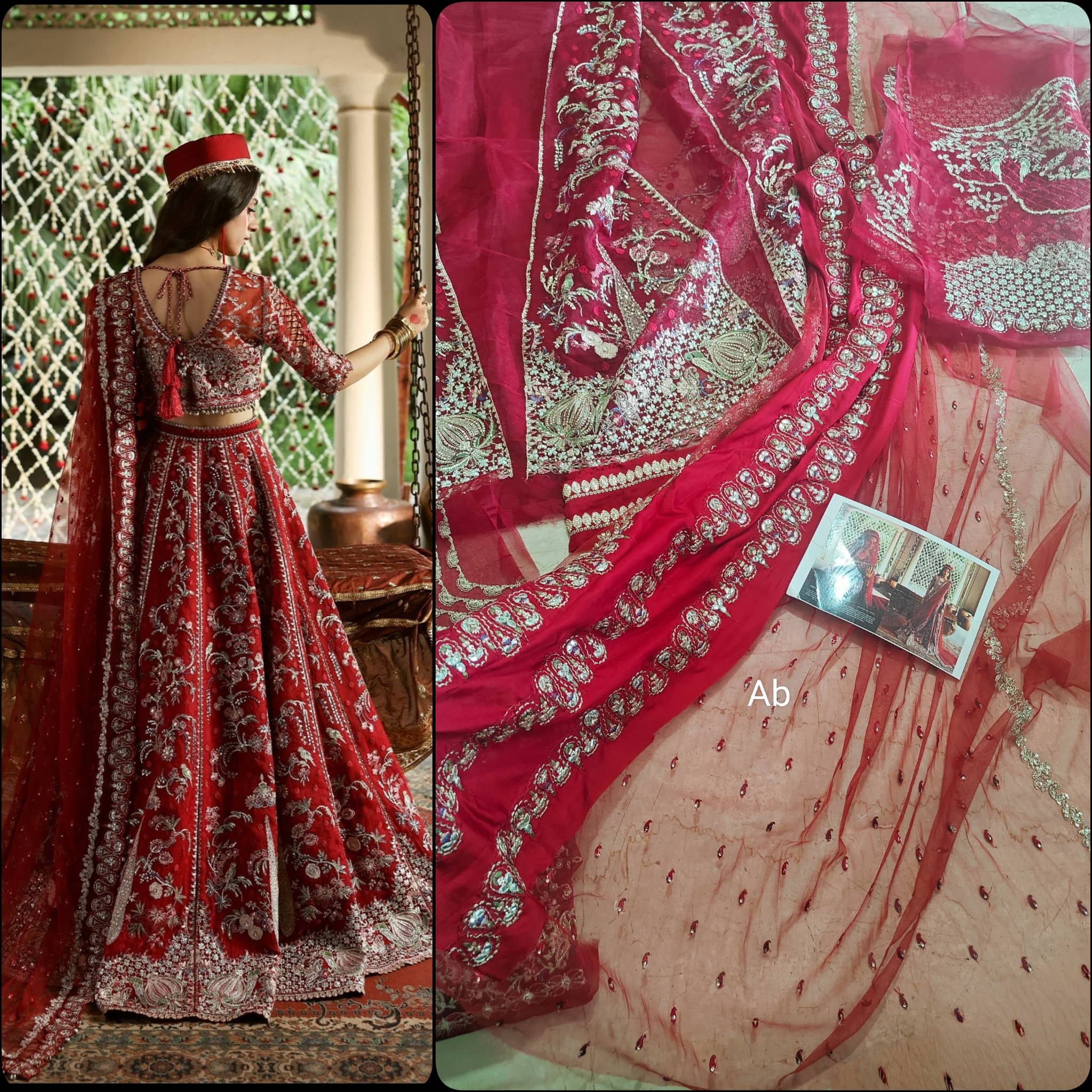 Afrozeh Shehnai Wedding Formals/Sheen/Crimson Red
