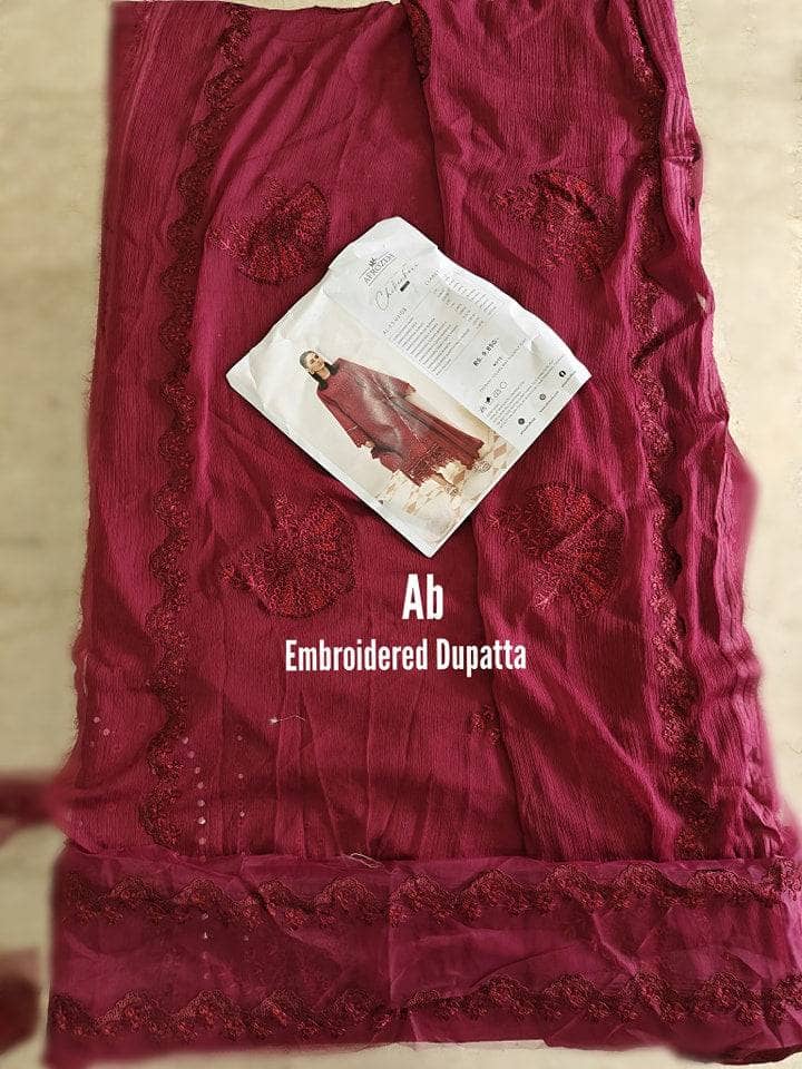 Open Pic/Afrozeh Chikankari Lawn/Claret