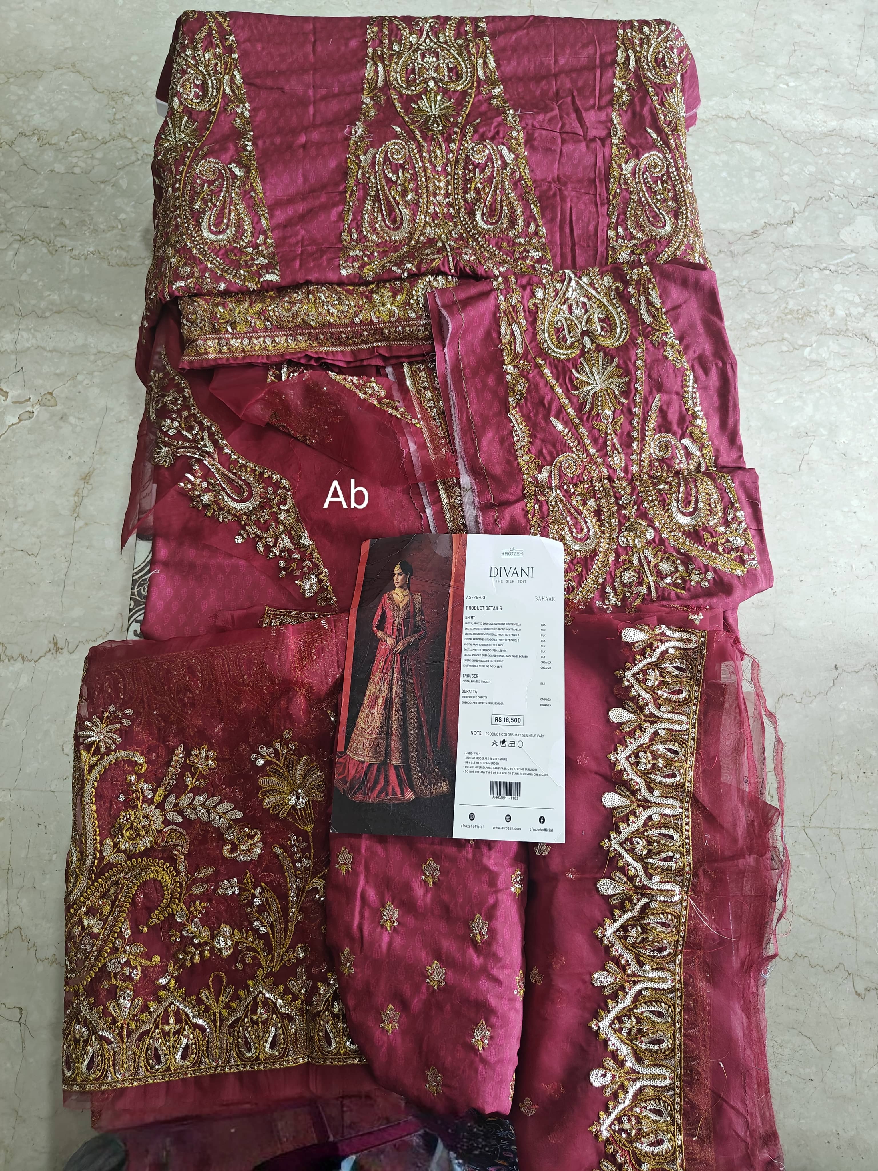 Sale‼️Open Pic/AFROZEH Divani Silk Edit/Bahaar/Coral Red