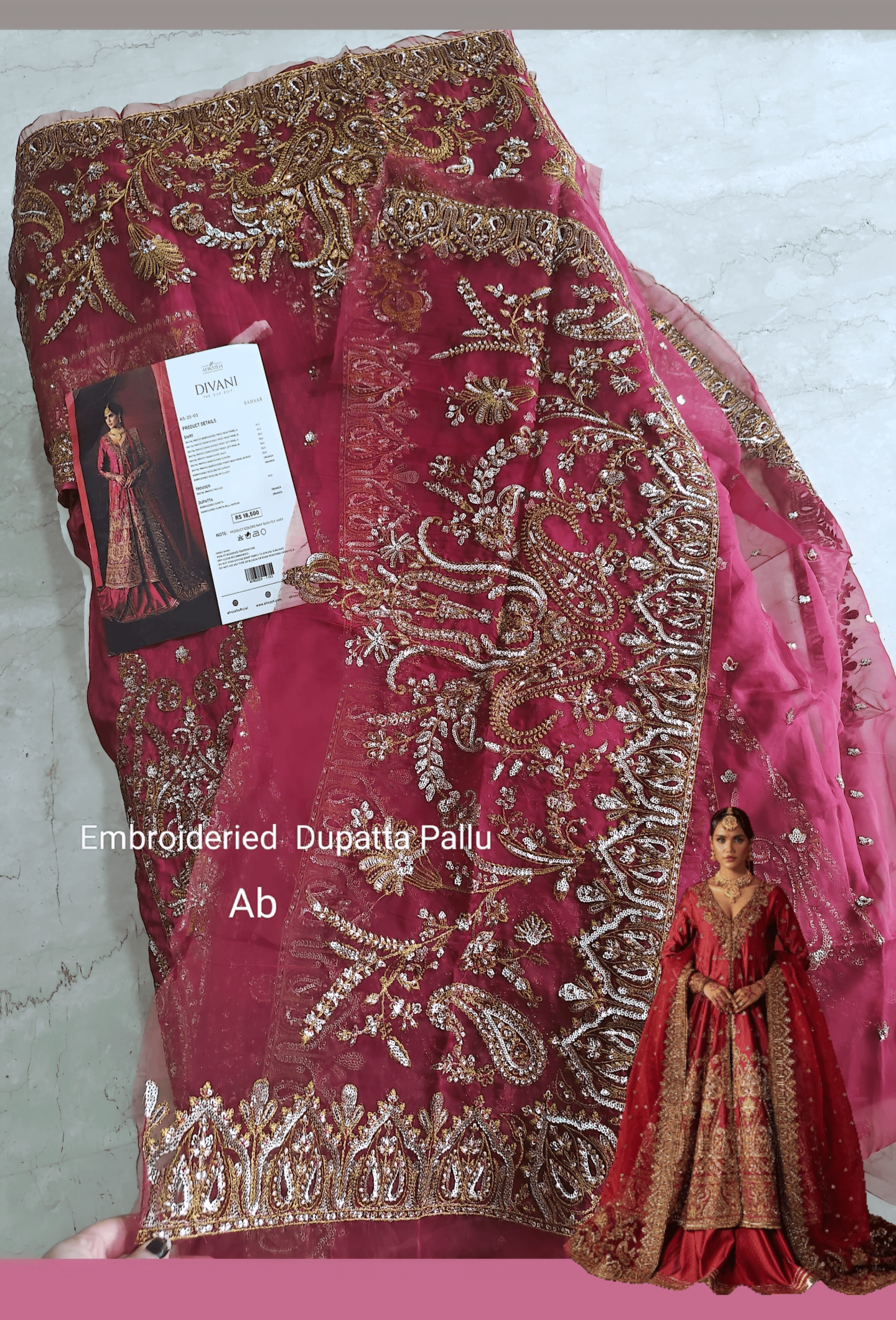 Sale‼️Open Pic/AFROZEH Divani Silk Edit/Bahaar/Coral Red