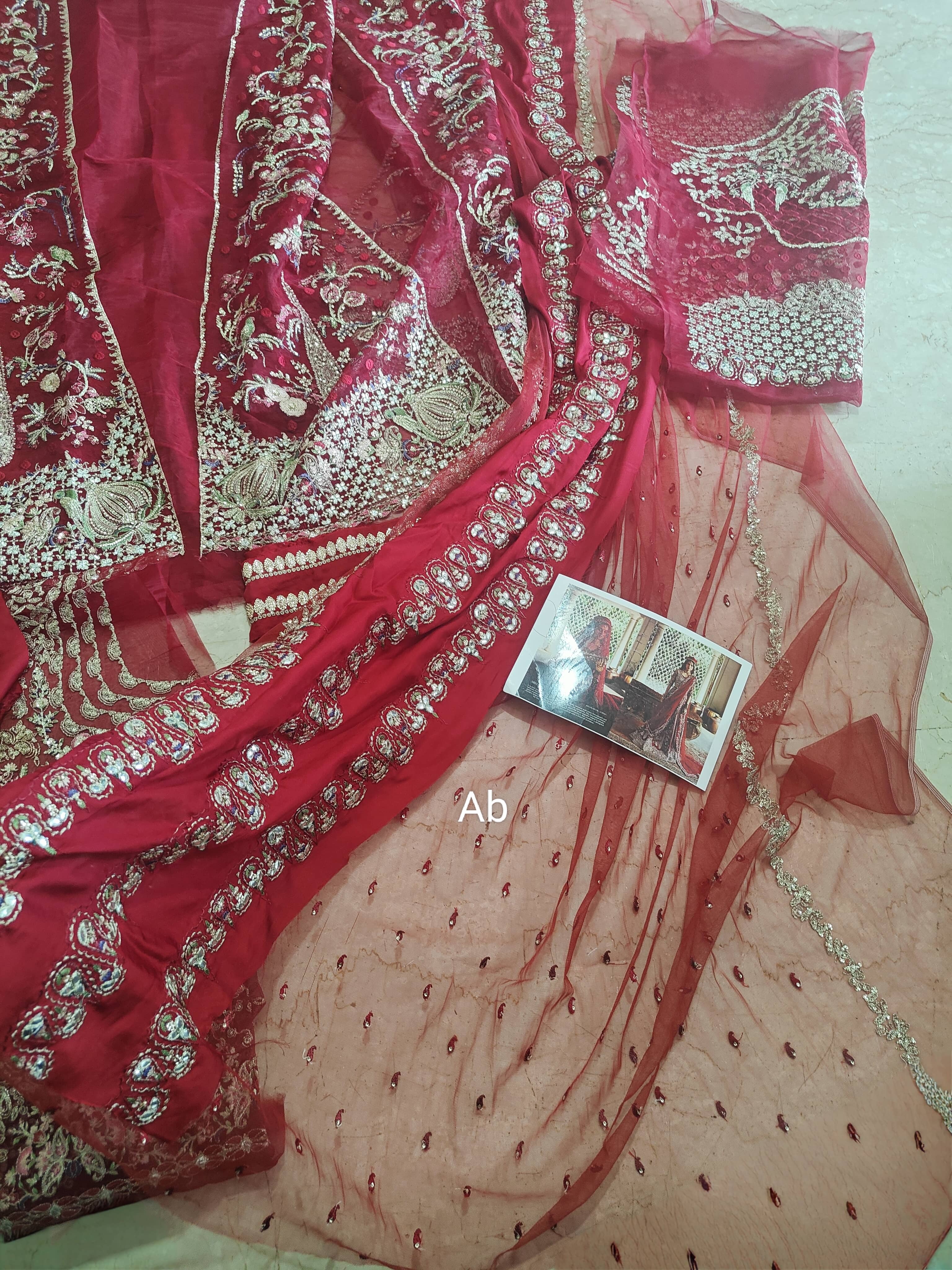 Sale‼️Open Pic/Afrozeh Shehnai Wedding Formals/Sheen/Crimson Red