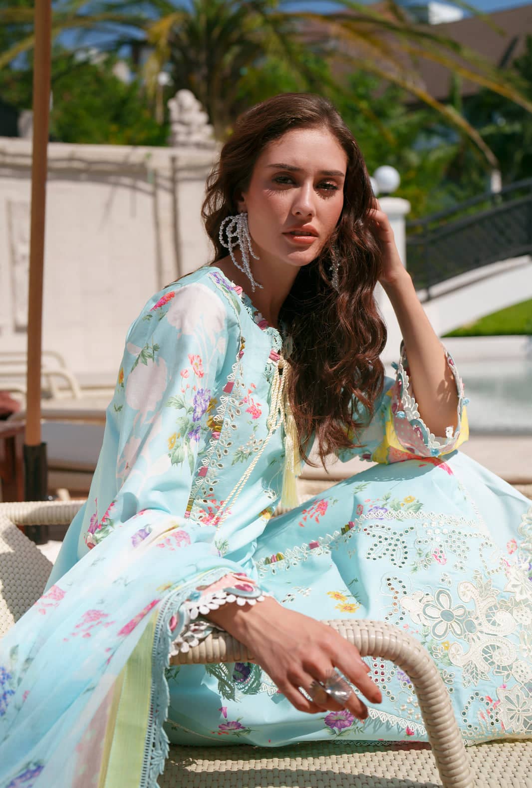 Ajr Couture Chikankari Lawn 26/Azure/Sky Blue