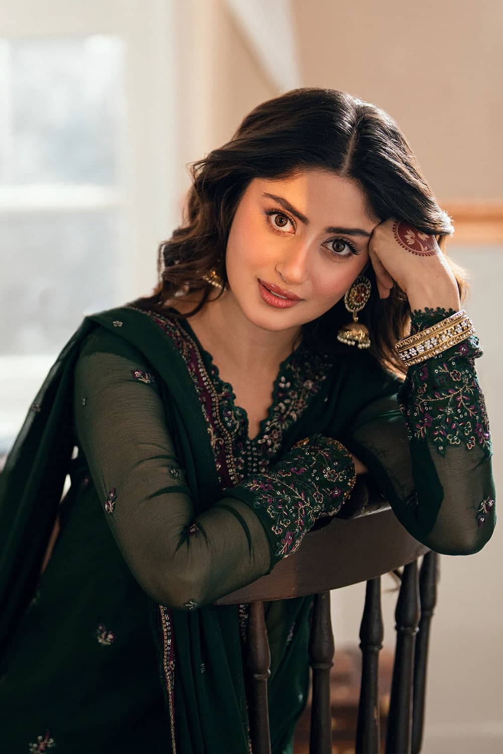 Azure Festive Eid Collection/Luxury Formals/Glimmer Green/Bottle Green