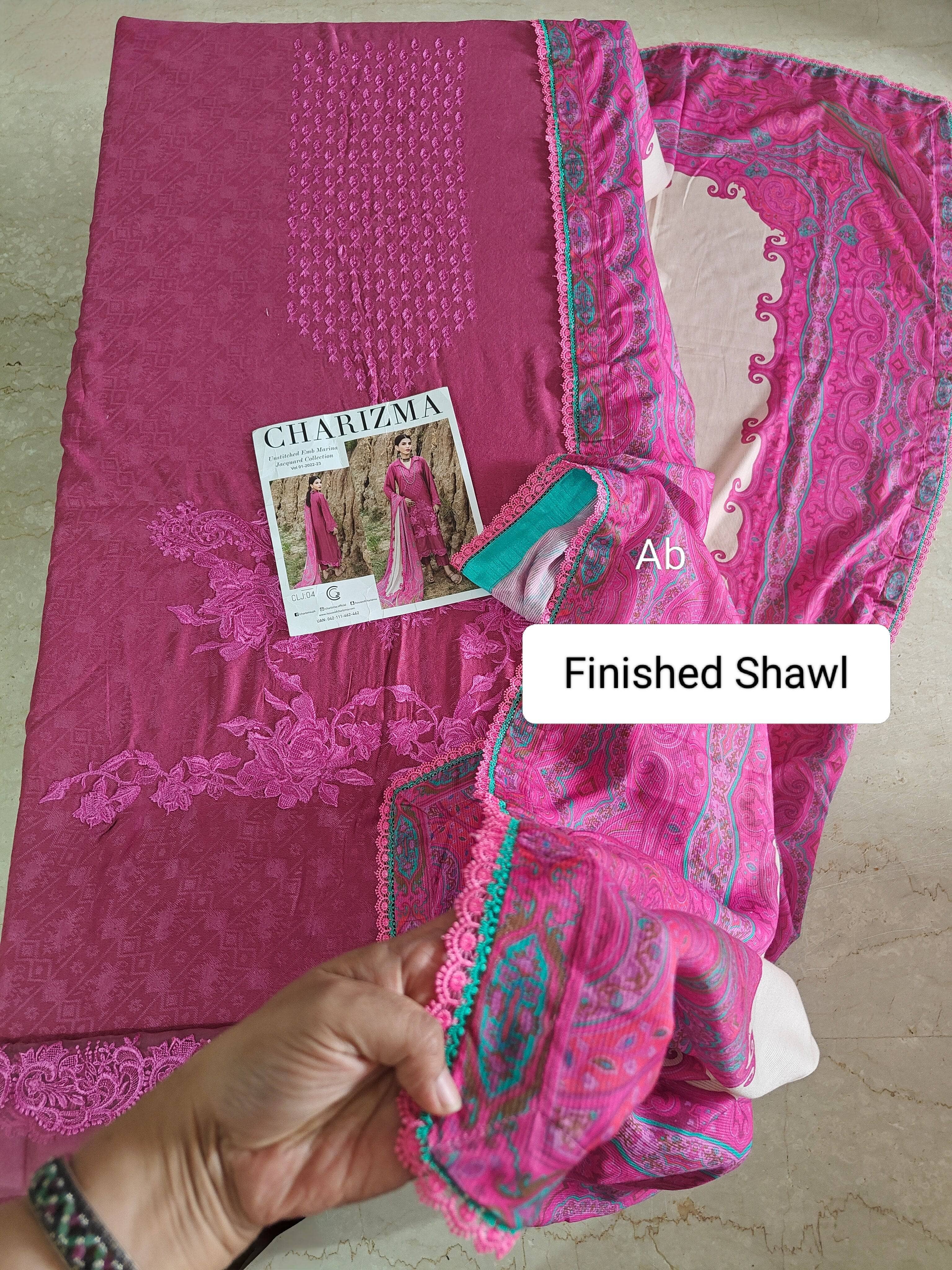 Semi Stitched/Charizma Marina/Pashmina Shawl/Pink