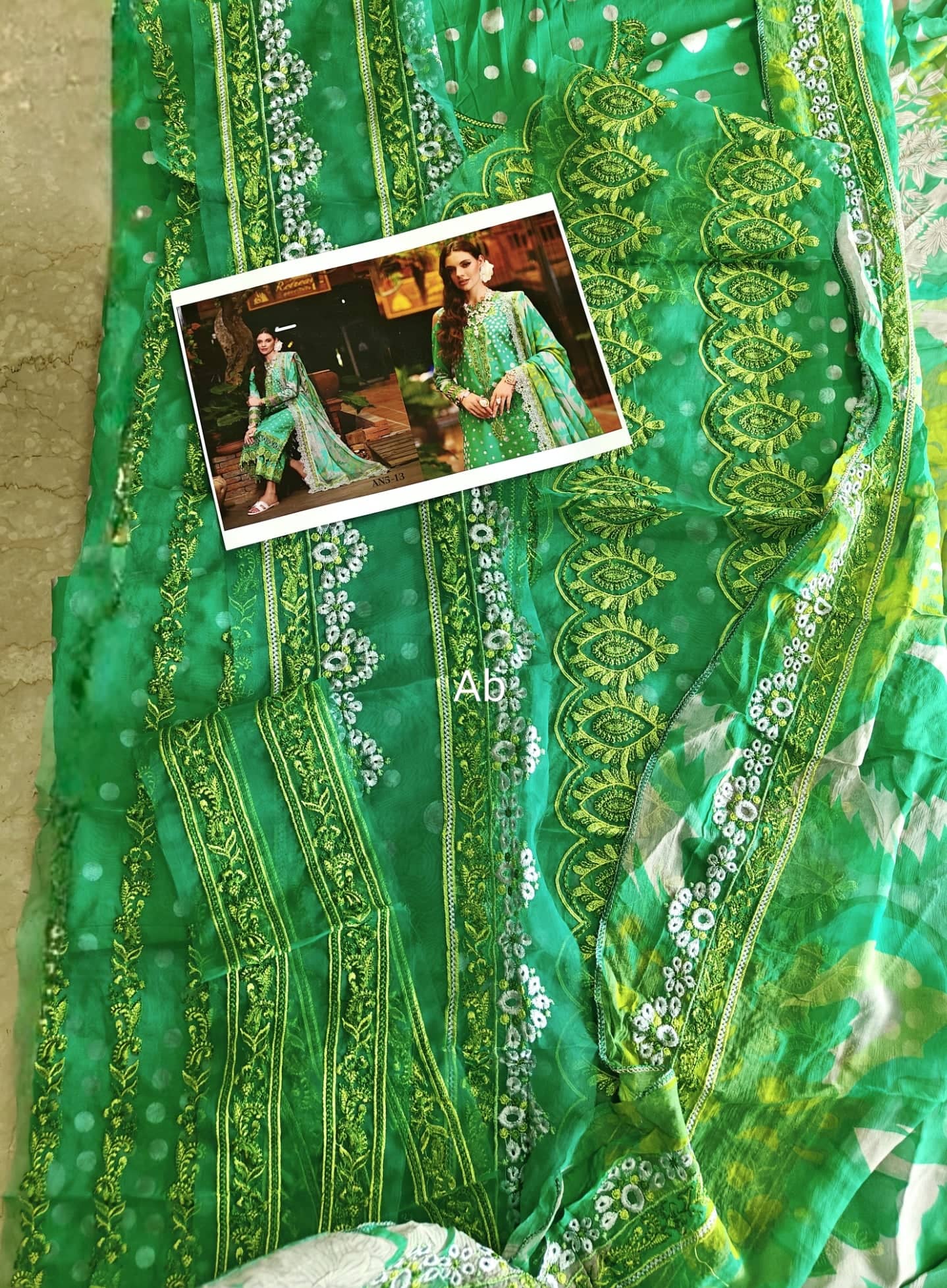Open Pic/Charizma Aniiq Lawn/Pure Chiffon Embroideried Dupatta/AN5-13