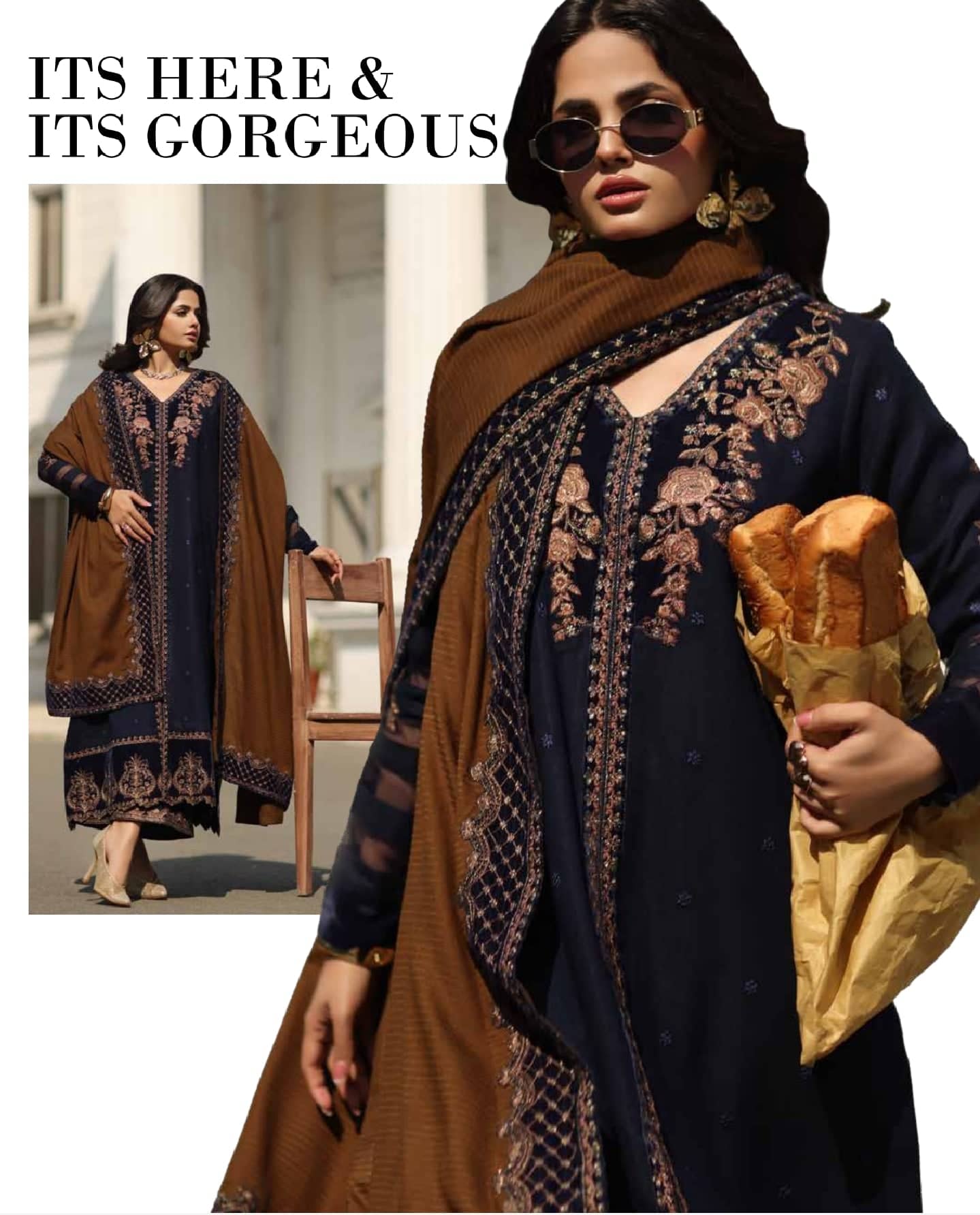 Charizma Signature Leather Peach/Velvet Embroideried/Woolen Shawls