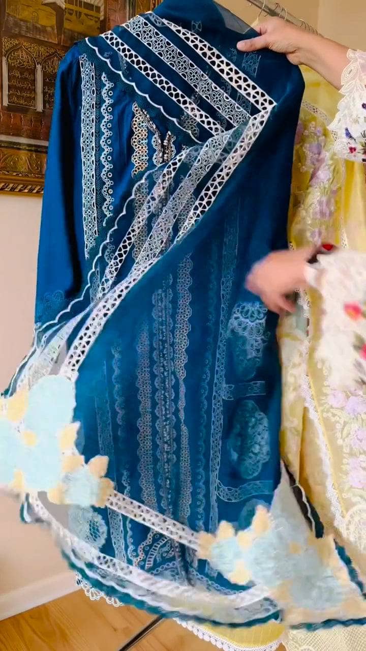 Stitched Look of Unstitched Crimson Luxury Lawn/Vol 2/Medley of Lace - D7 A/Size - S M L XL