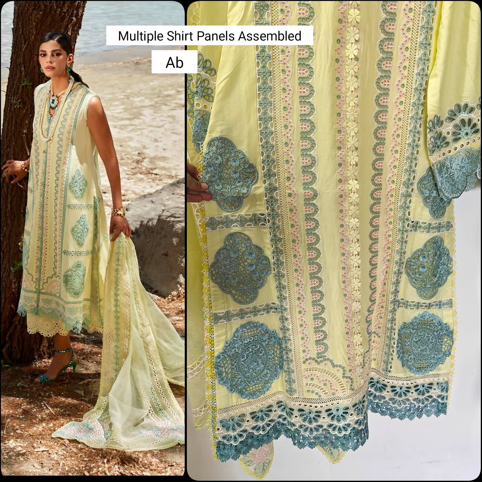 Stitched Look of Unstitched Spotted in Crimson/Medley of Lace/7 B/Lemon