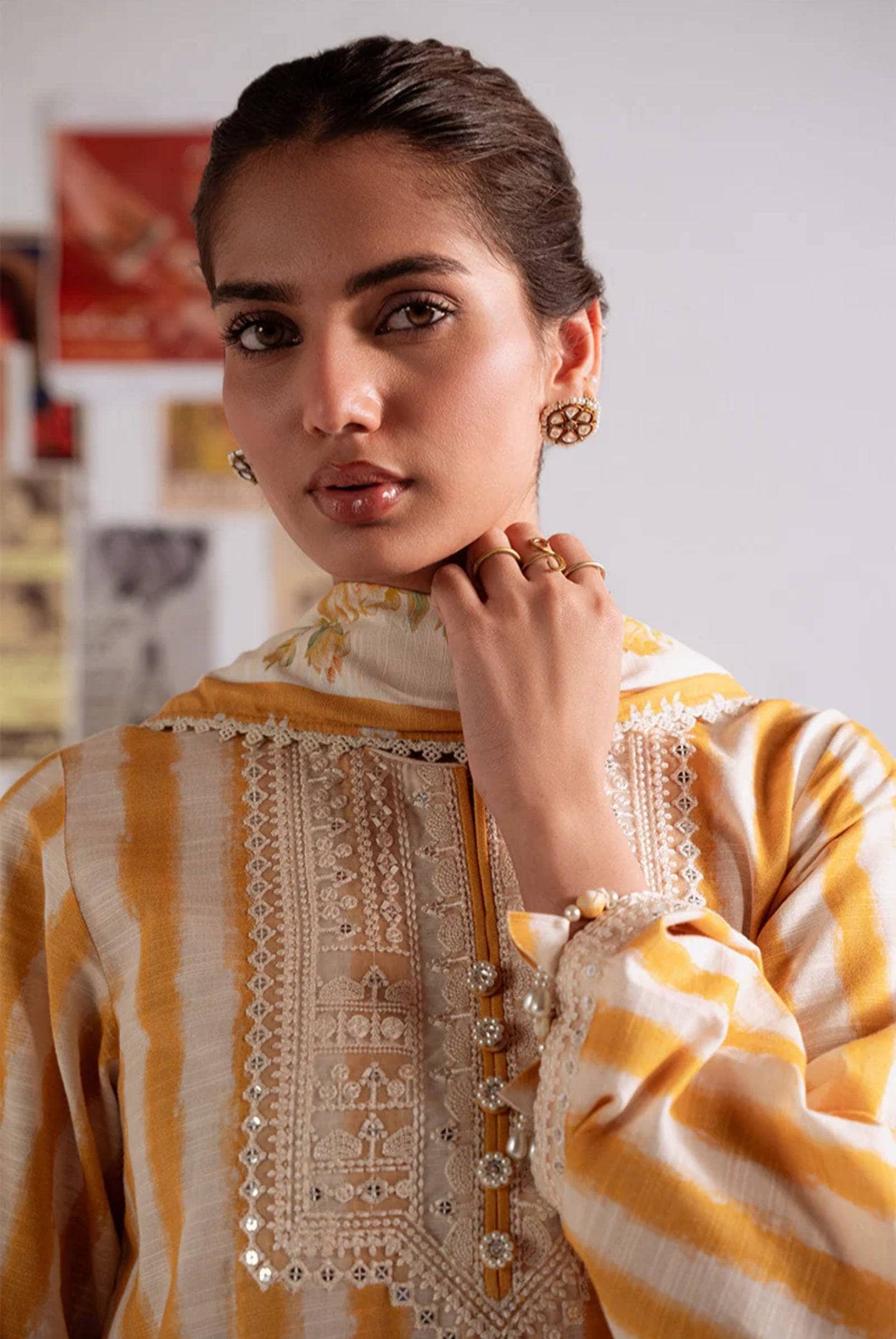 Cross Stitch Khaddar/OCHRE BLISS