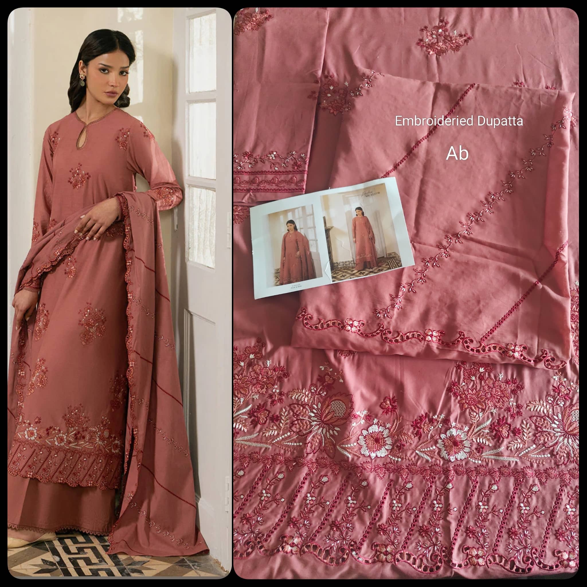 Sale‼️Open Pic/Cross Stitch Mahiri 26/Rustic Meadow/Rust/Embroideried Dupatta