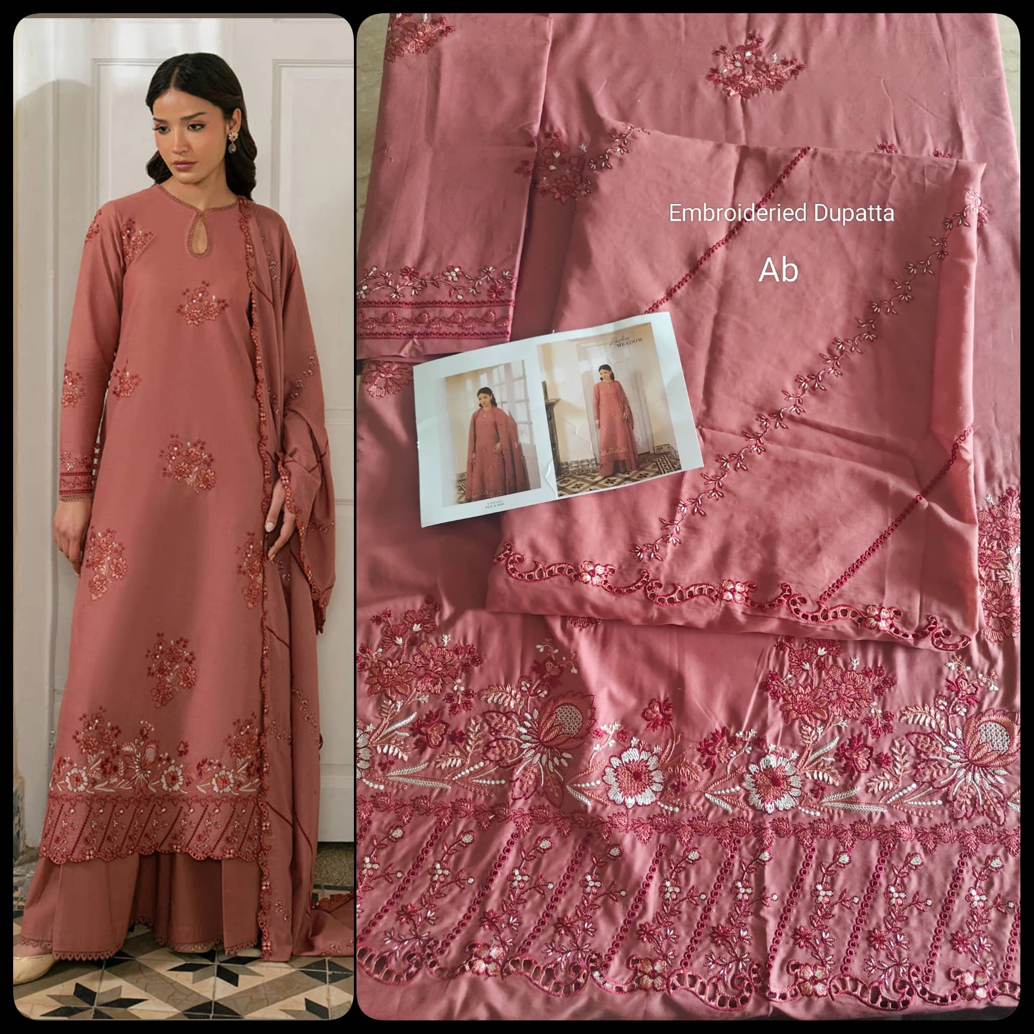 Sale‼️Open Pic/Cross Stitch Mahiri 26/Rustic Meadow/Rust/Embroideried Dupatta