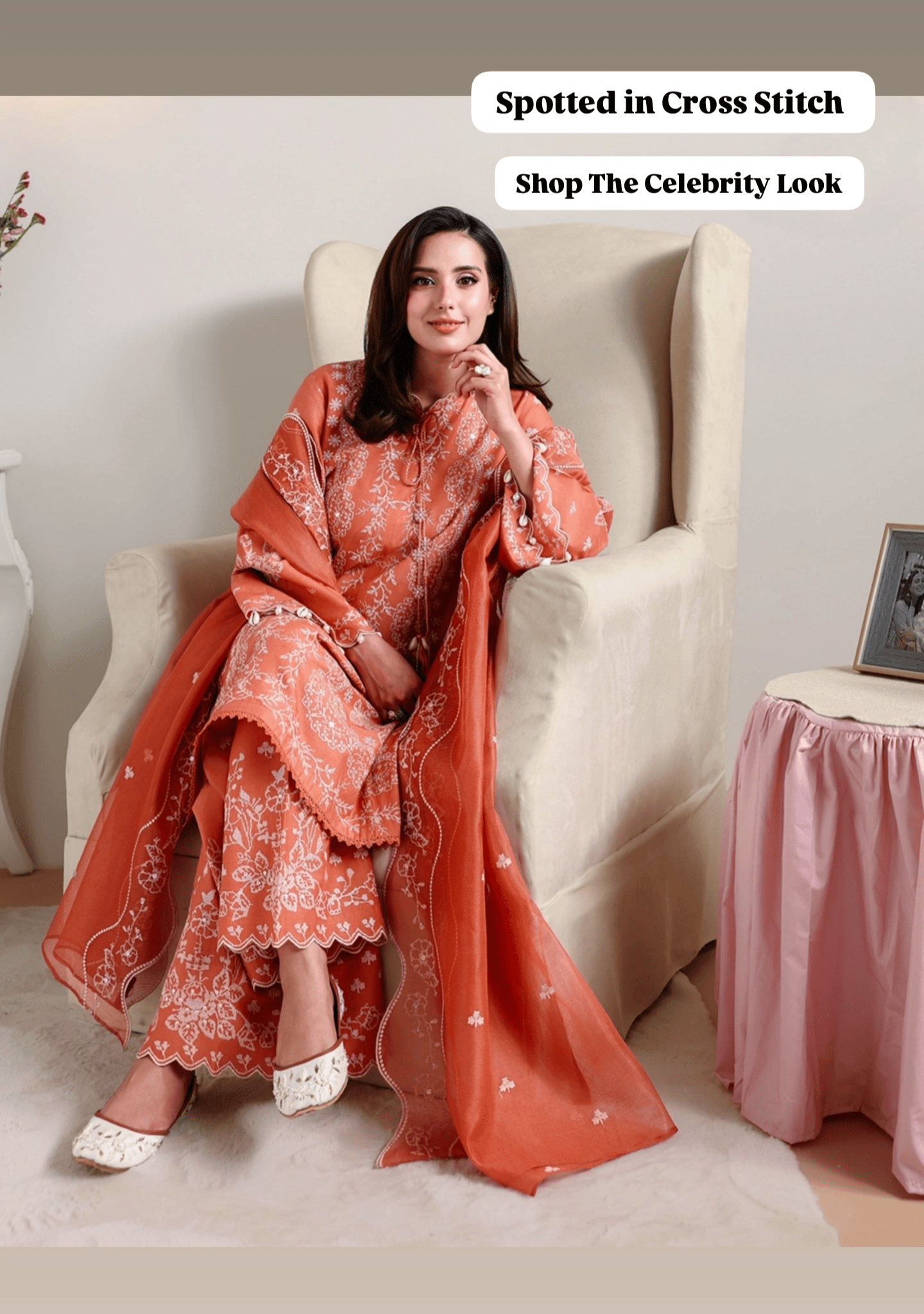 Spotted in Cross Stitch Premium Lawn 26/Amber Mist/Rust