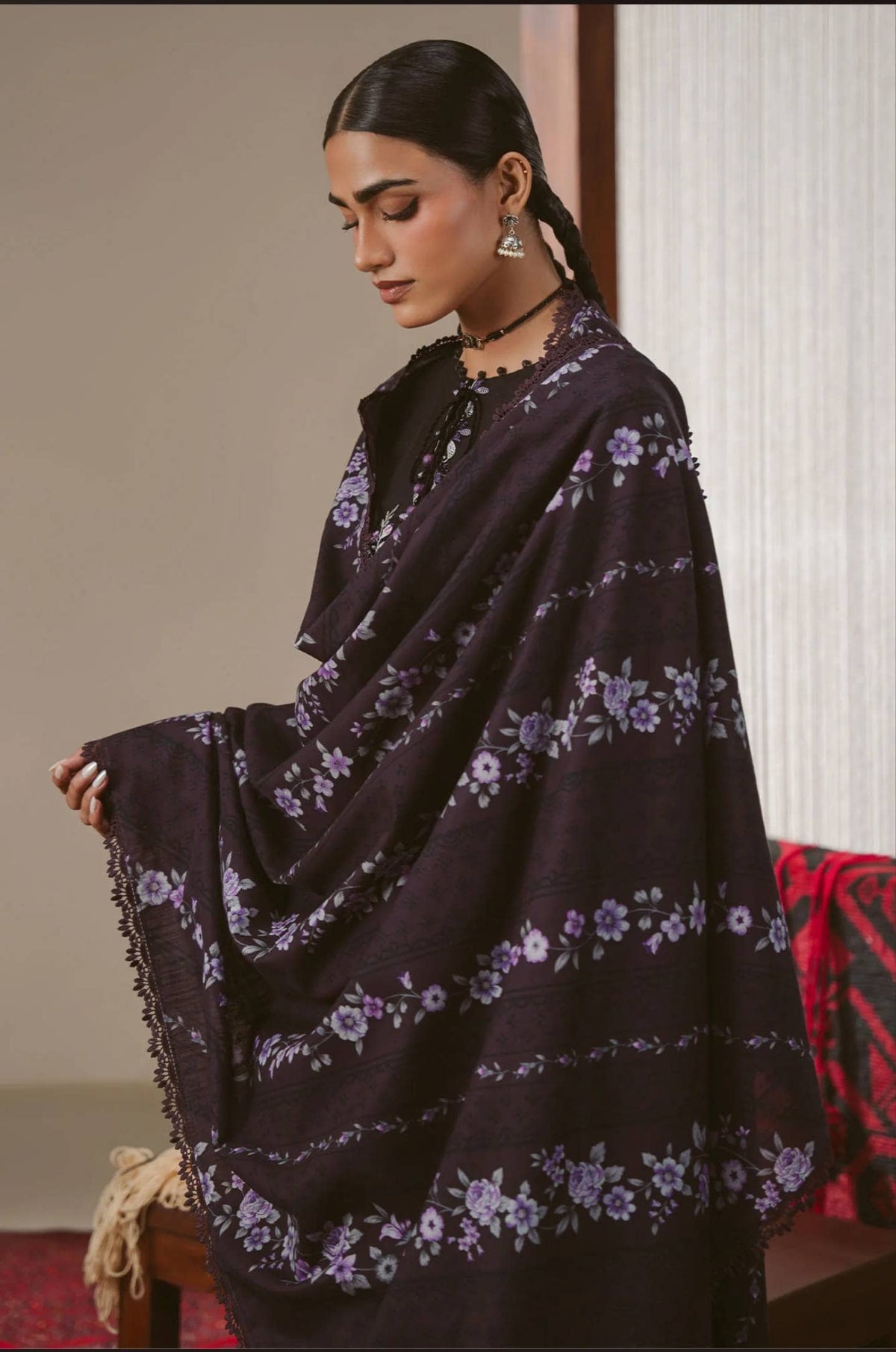 Cross Stitch Winter 26/SABLE FLORET-3PC KHADDAR SUIT/