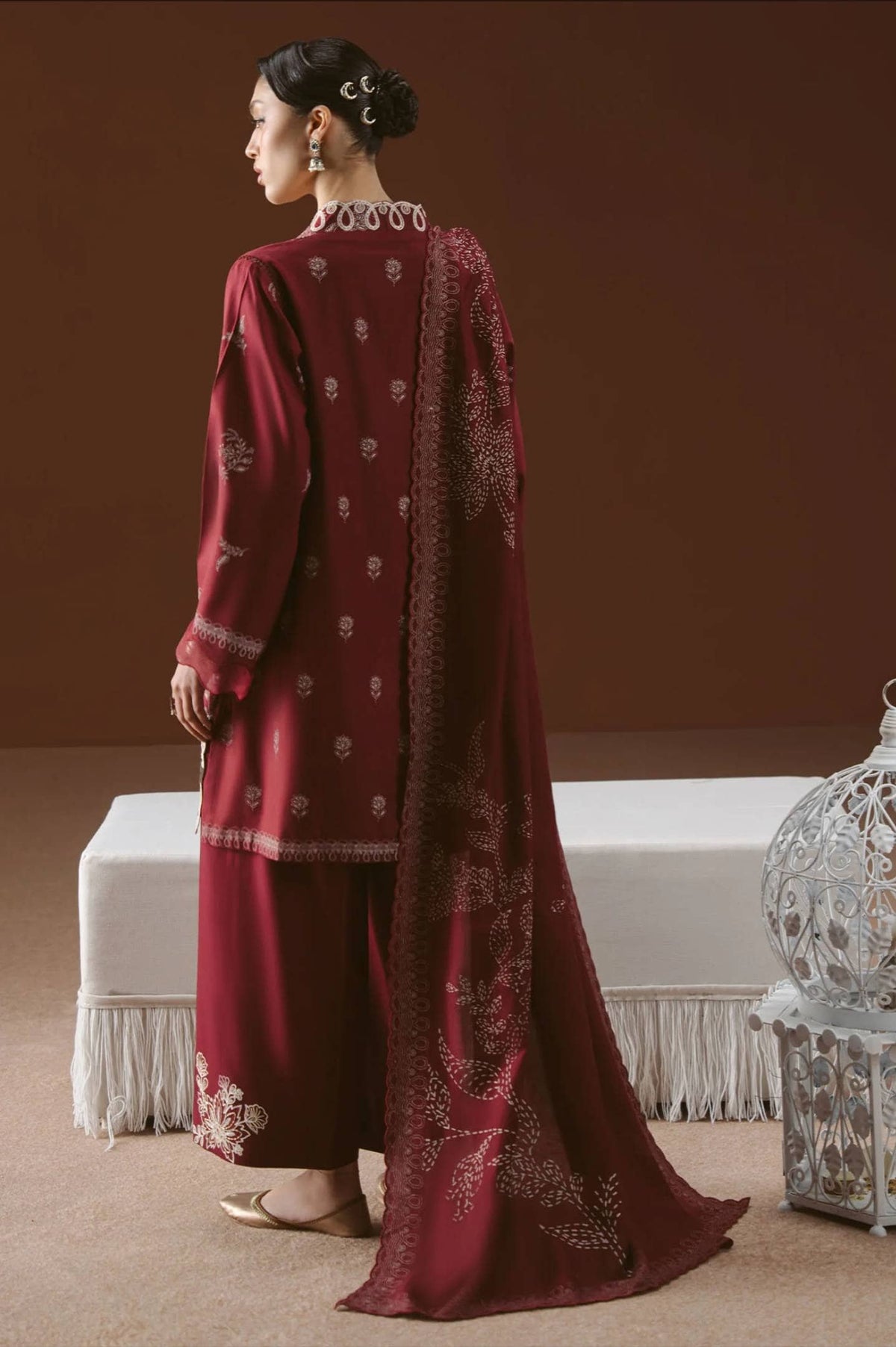 Cross Stitch Winter 26/SCARLET INK-3PC LINEN SUIT/Red