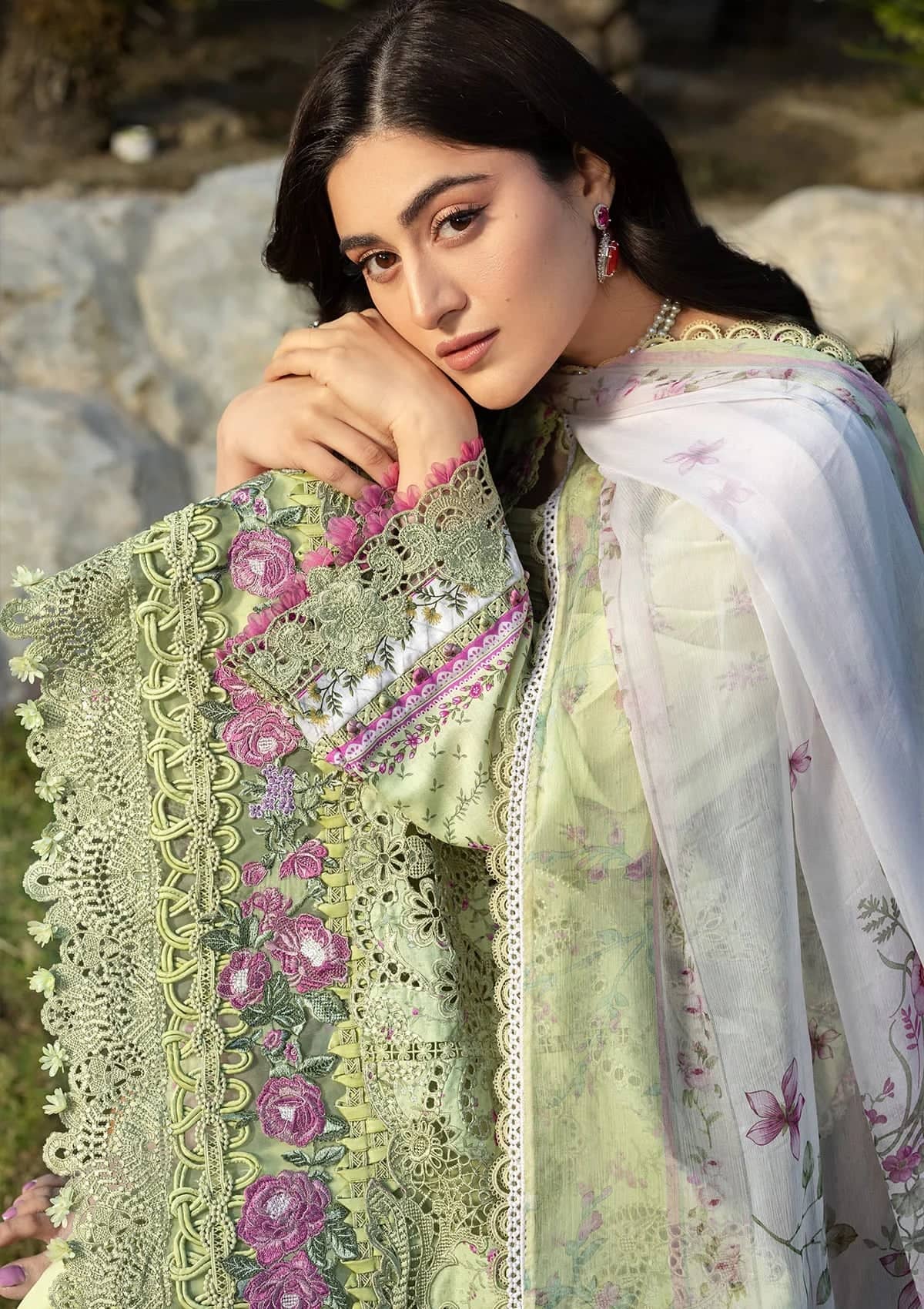 Elaf Chikankari 26/ERC-2A HINA/Chiffon Dupatta