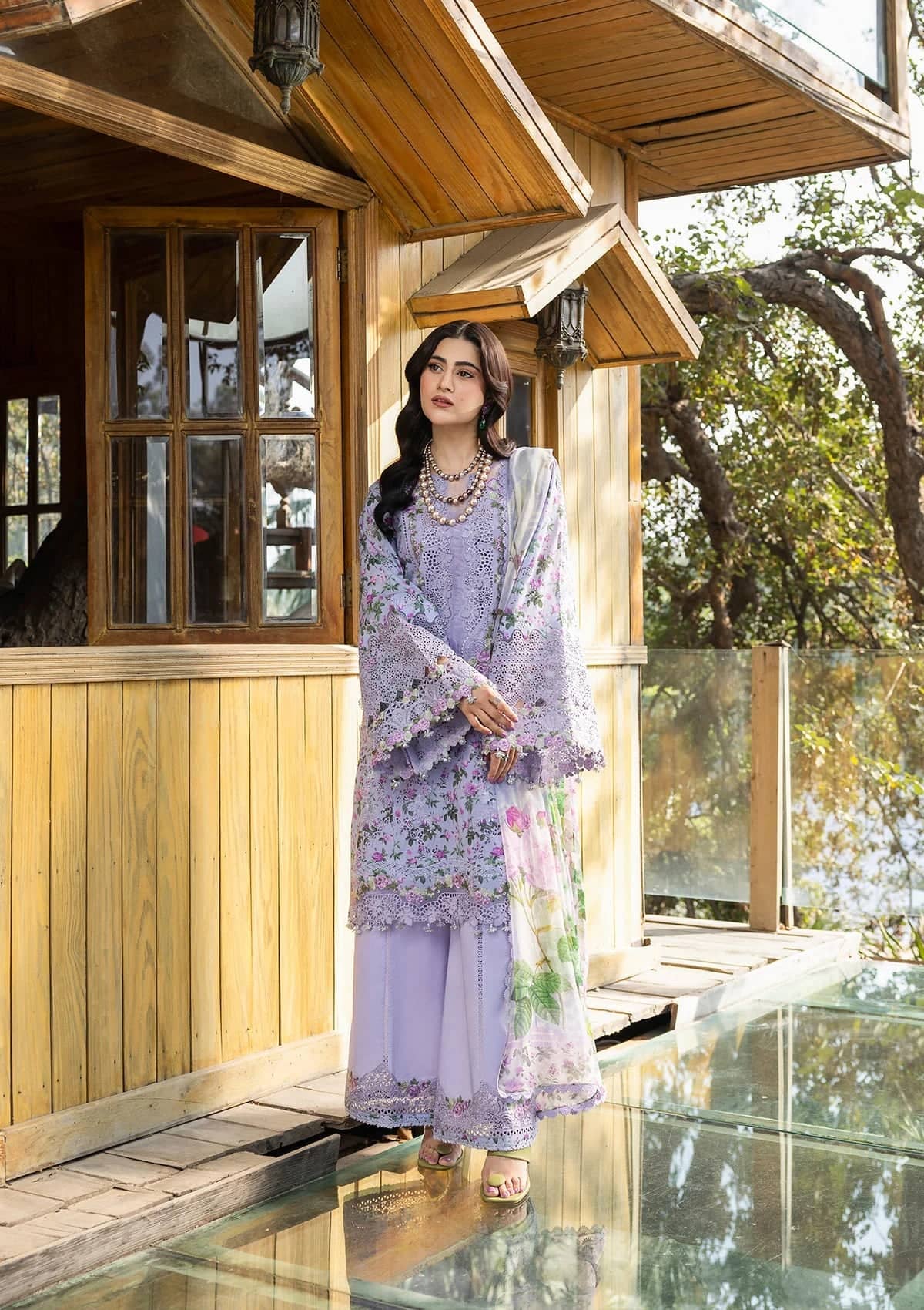Restocked/Elaf Chikankari 26/ERC-6B IRIS/Chiffon Dupatta