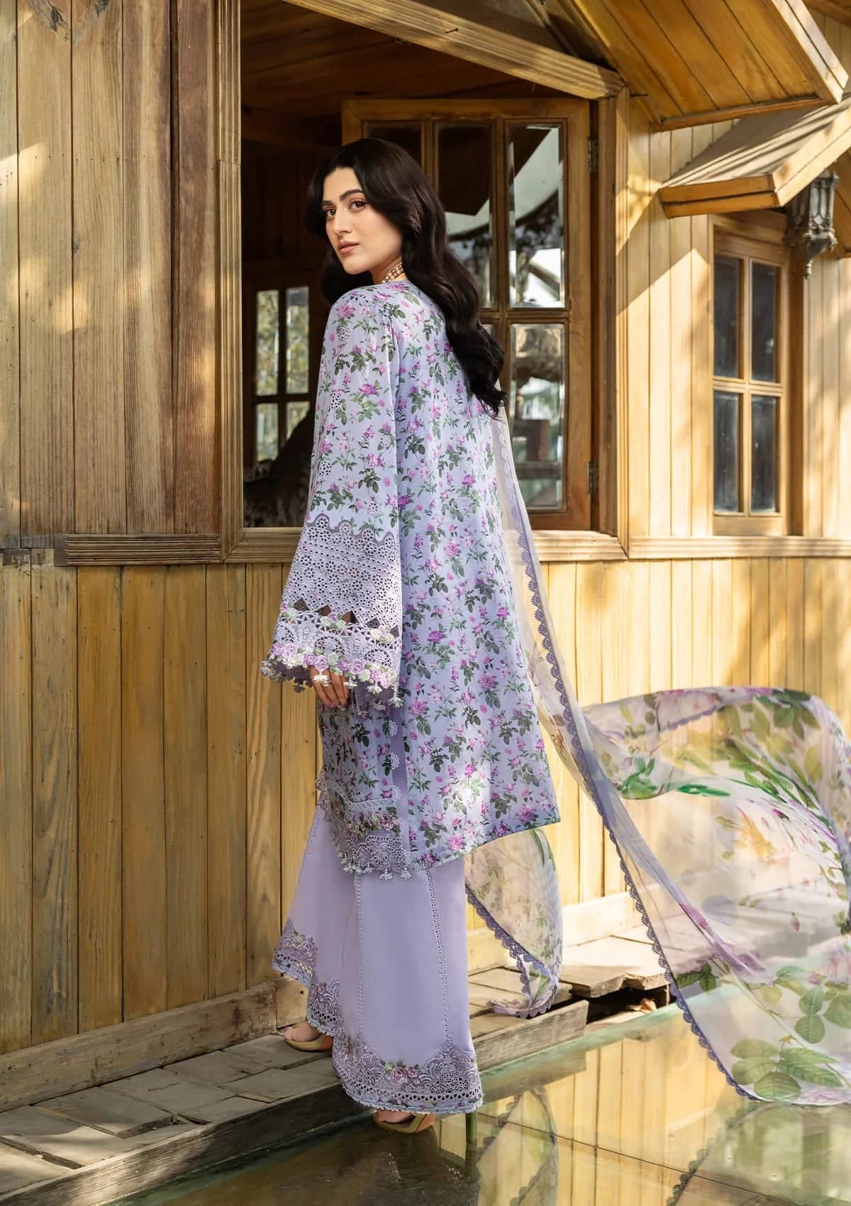 Restocked/Elaf Chikankari 26/ERC-6B IRIS/Chiffon Dupatta