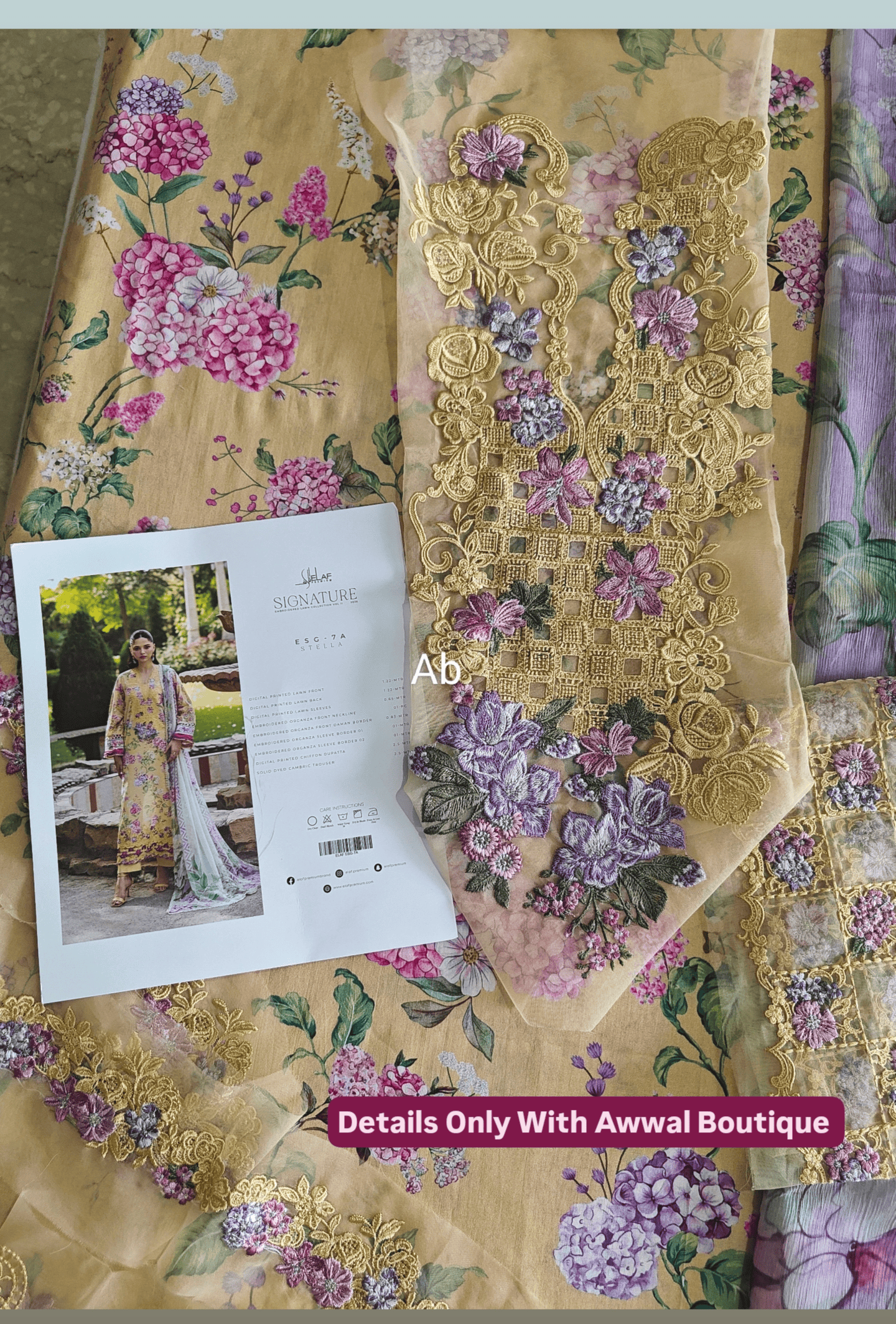 Hot🔥Seller/Open Pic/Hot🔥Seller/Elaf Signature Lawn/Vol 2/ESG-7A STELLA