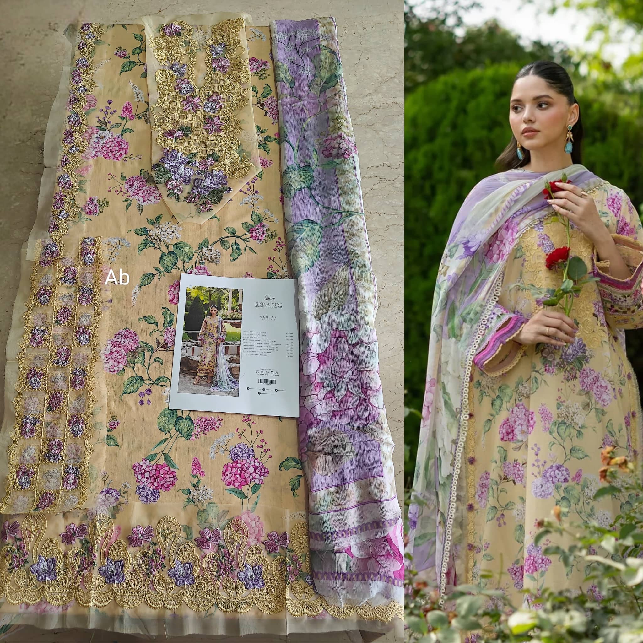 Hot🔥Seller/Open Pic/Hot🔥Seller/Elaf Signature Lawn/Vol 2/ESG-7A STELLA