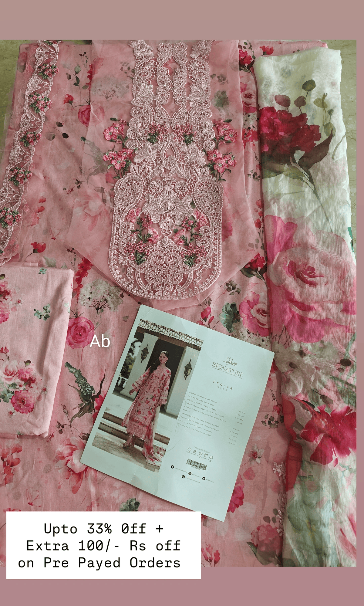 Sale‼️Open Pic/Elaf Signature Lawn/Vol 2/4B-Mira