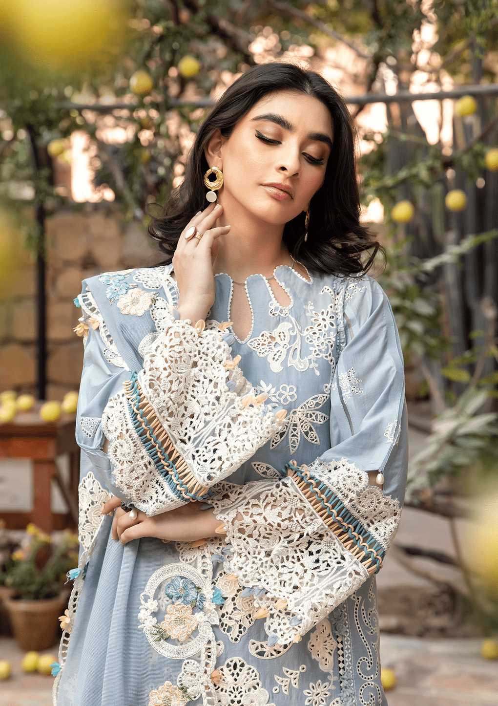 Elaf Premium Luxury Lawn 25/ELM-7B MAHVEEN/Ice Blue