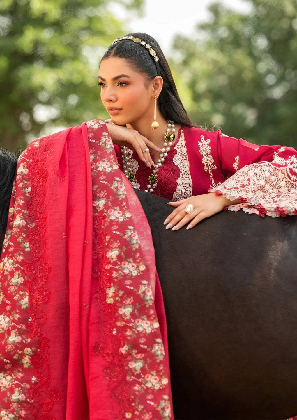 Restocked/Elaf Luxury Lawn 25/ELH-6B JULIET/Maroon