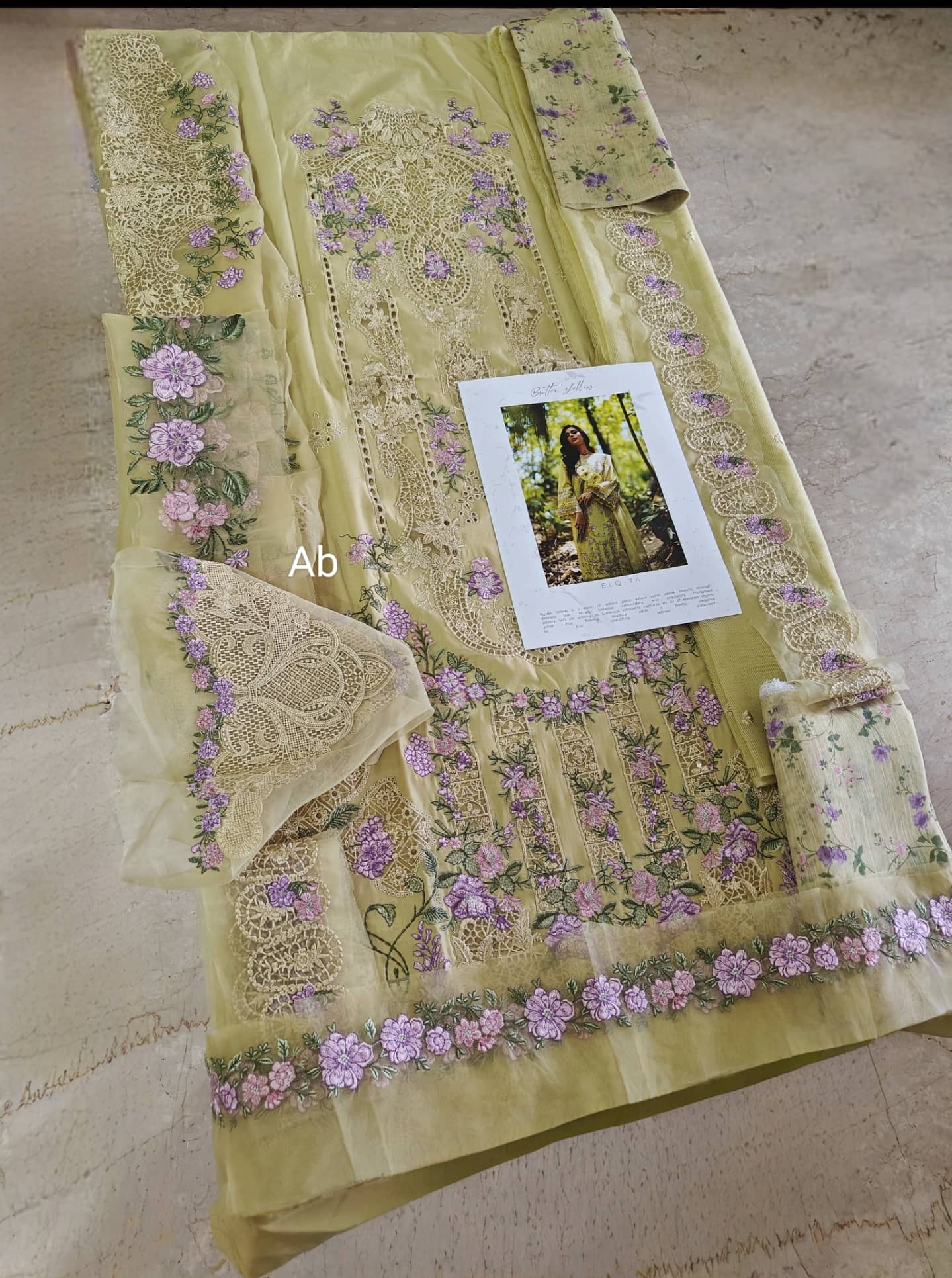 Open Pic/Elaf Premium Lawn 26/Vol 2/ELQ-7A BUTTER YELLOW