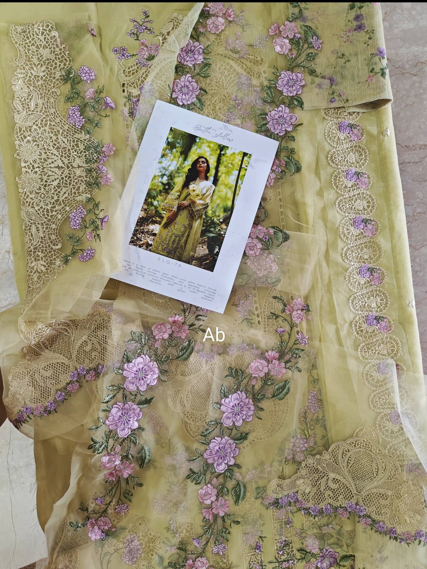 Open Pic/Elaf Premium Lawn 26/Vol 2/ELQ-7A BUTTER YELLOW