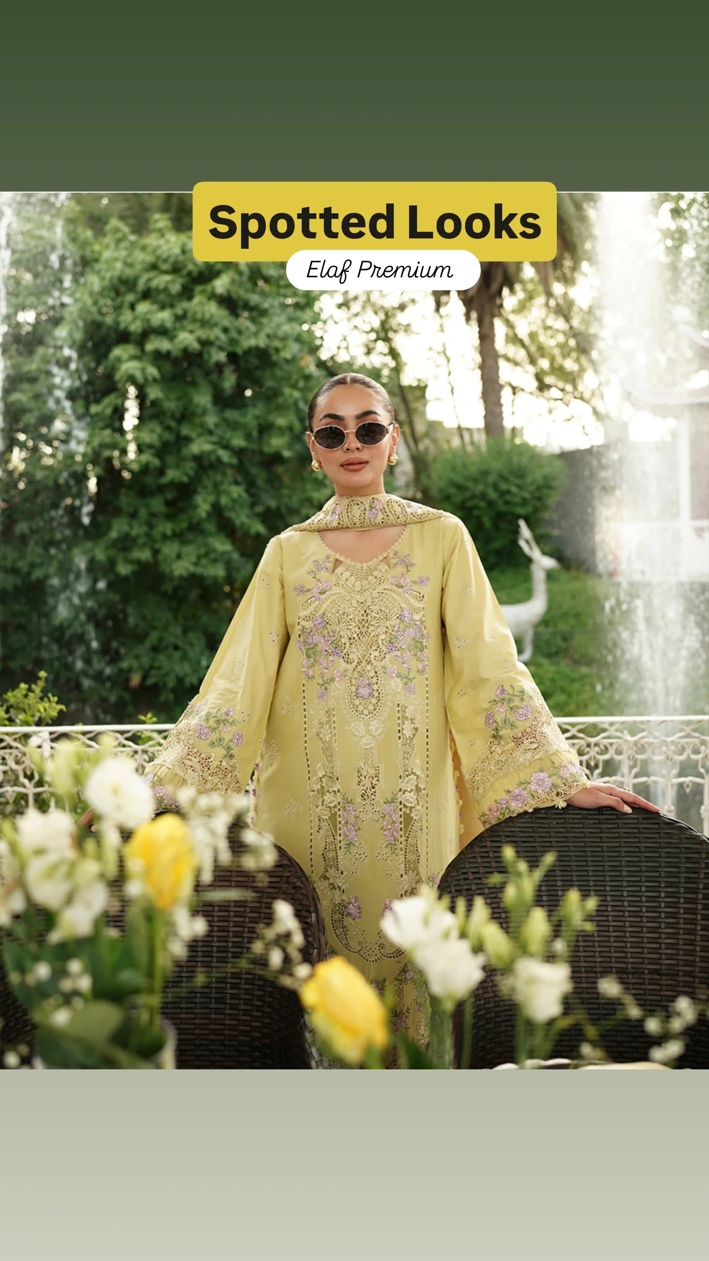 Spotted in Elaf Premium Lawn 26/Vol 2/ELQ-7A BUTTER YELLOW