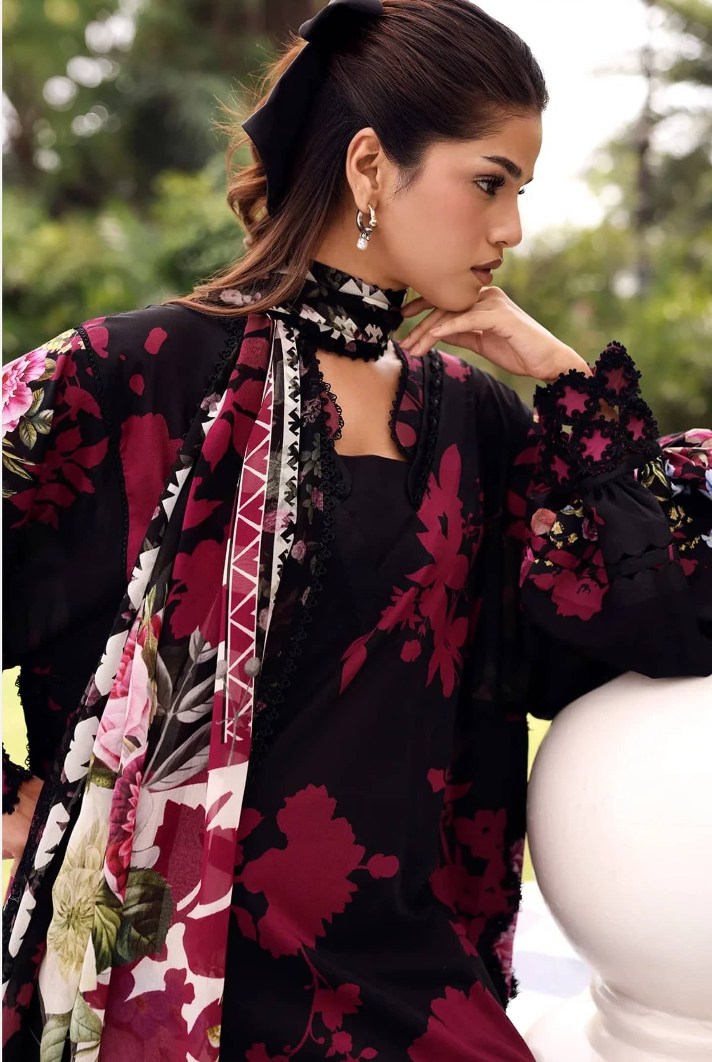 Elaf Belladore Prints Voil Dupatta/EPA-4A SCARLET