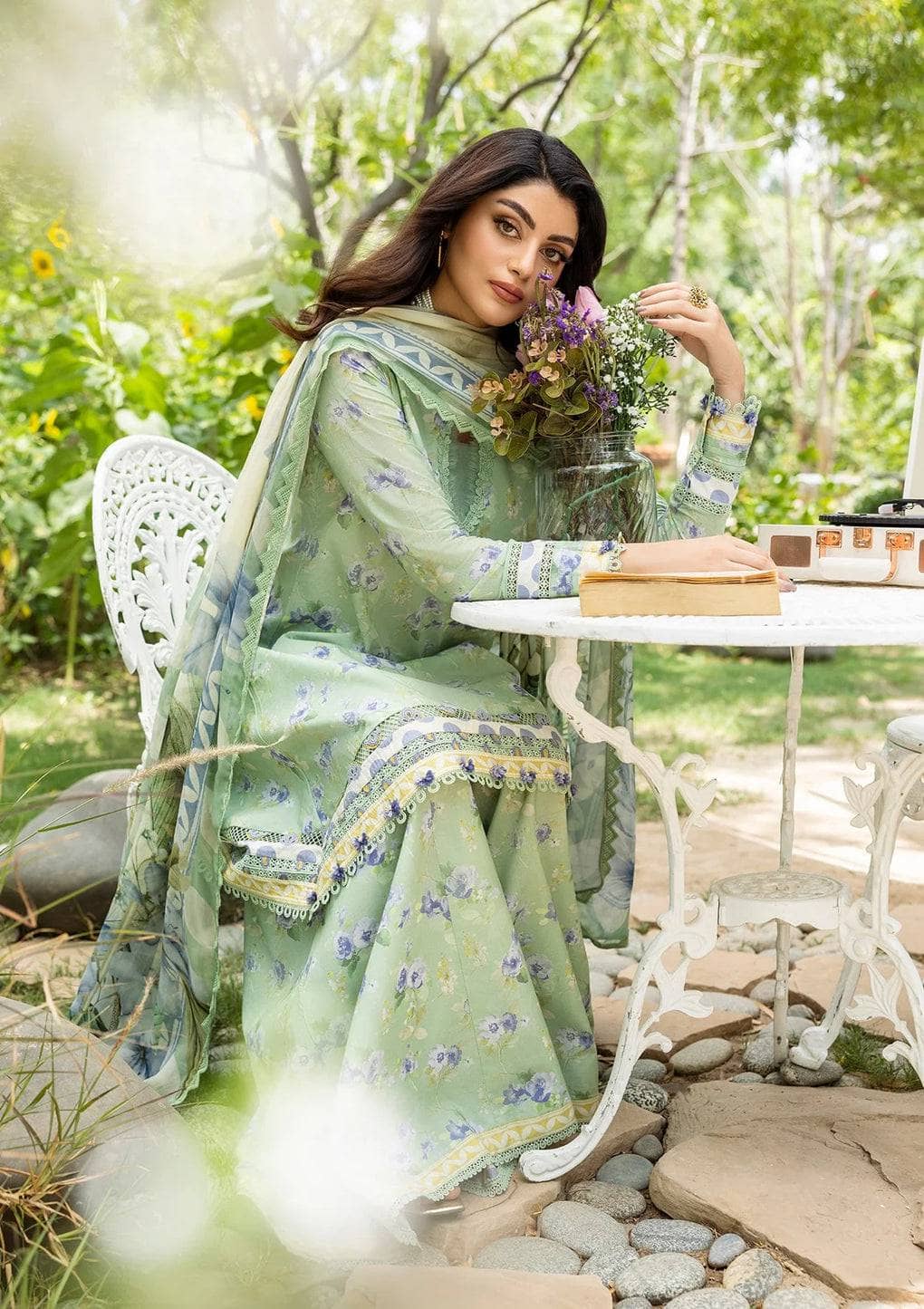 Elaf Prints Chiffon Dupatta Collection/ECD-2B BASILE