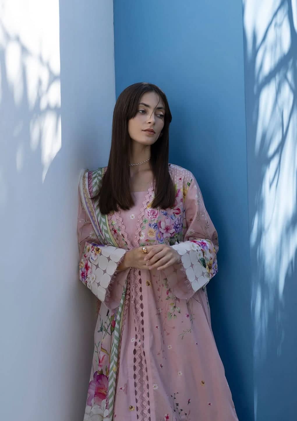 Restocked/Elaf Santorini Prints Voil Dupatta/EPN-02 ANGEL