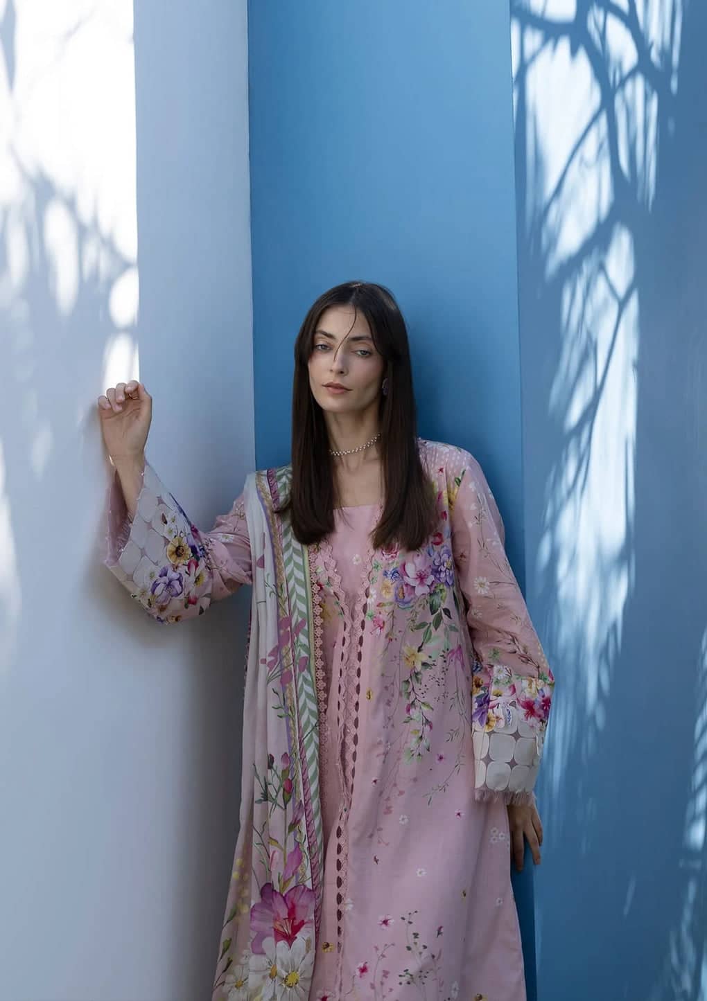 Restocked/Elaf Santorini Prints Voil Dupatta/EPN-02 ANGEL