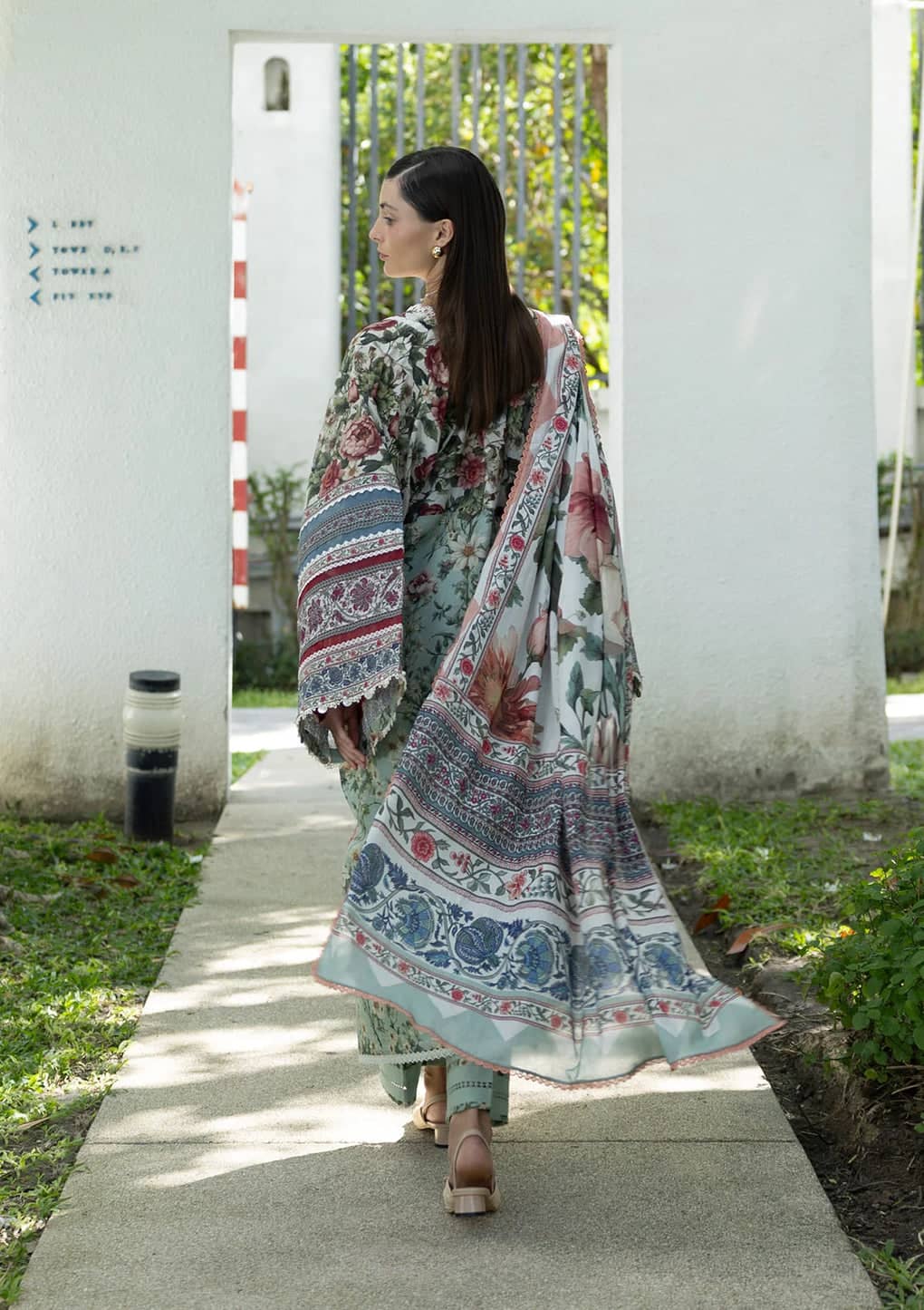 Elaf Santorini Prints Voil Dupatta/EPN-6B OPALINE GARDEN