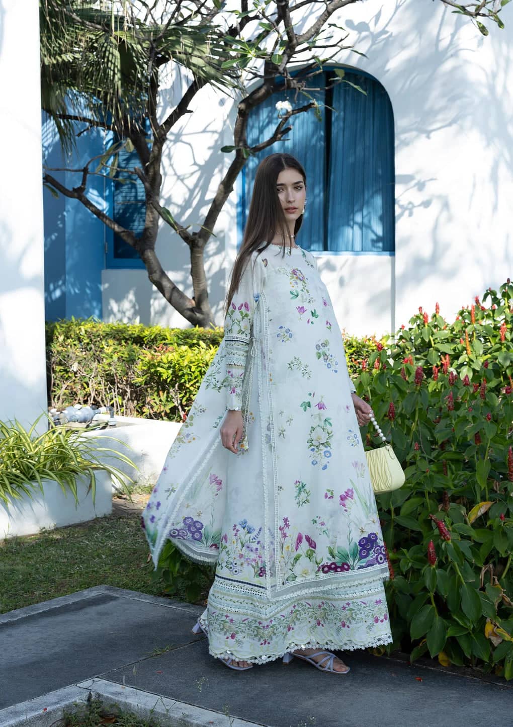 Elaf Santorini Prints Voil Dupatta/EPN-7B Moon Flower