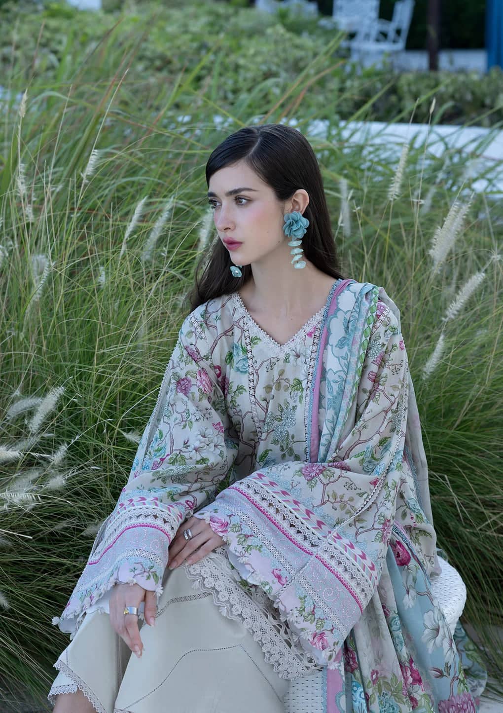 Elaf Santorini Prints Voil Dupatta/EPN-8B FAIRYTALE