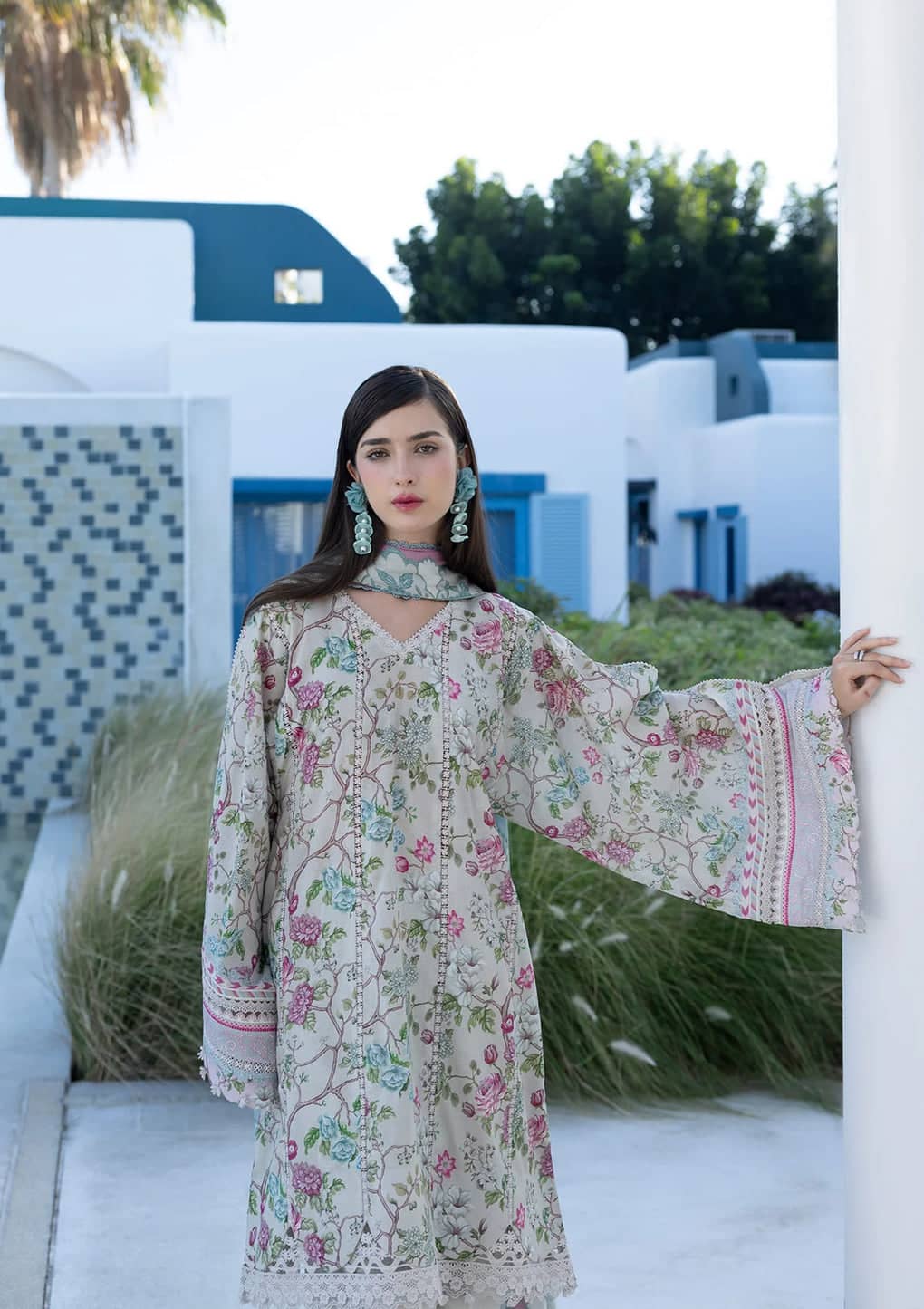 Elaf Santorini Prints Voil Dupatta/EPN-8B FAIRYTALE