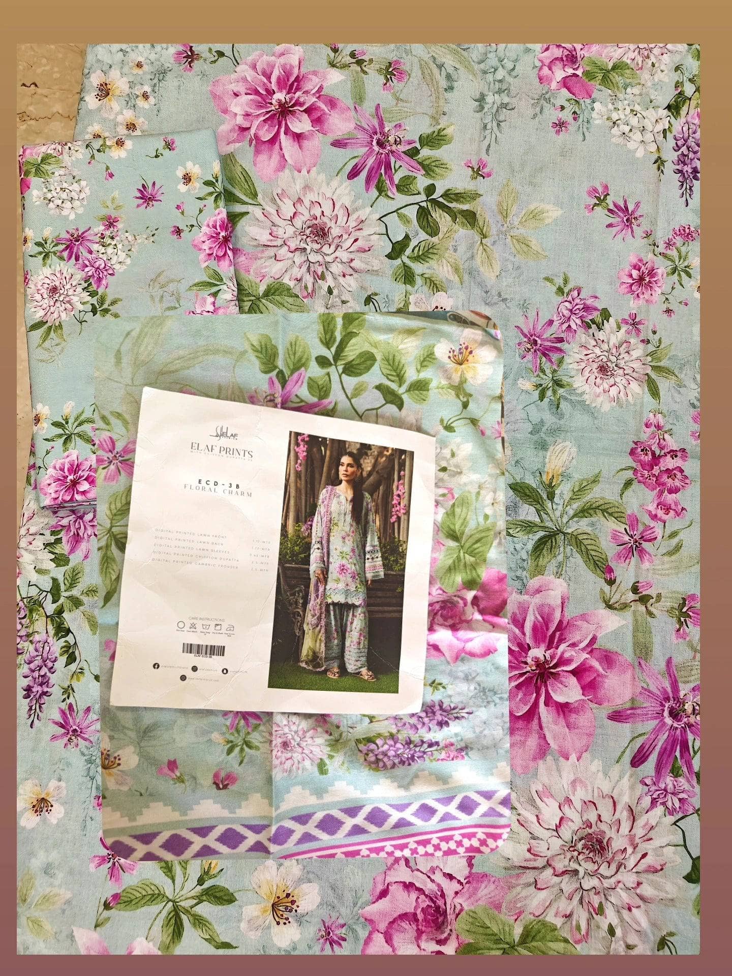 Open Pic/Elaf Prints Chiffon Dupatta Collection/ECD-3B FLORAL CHARM