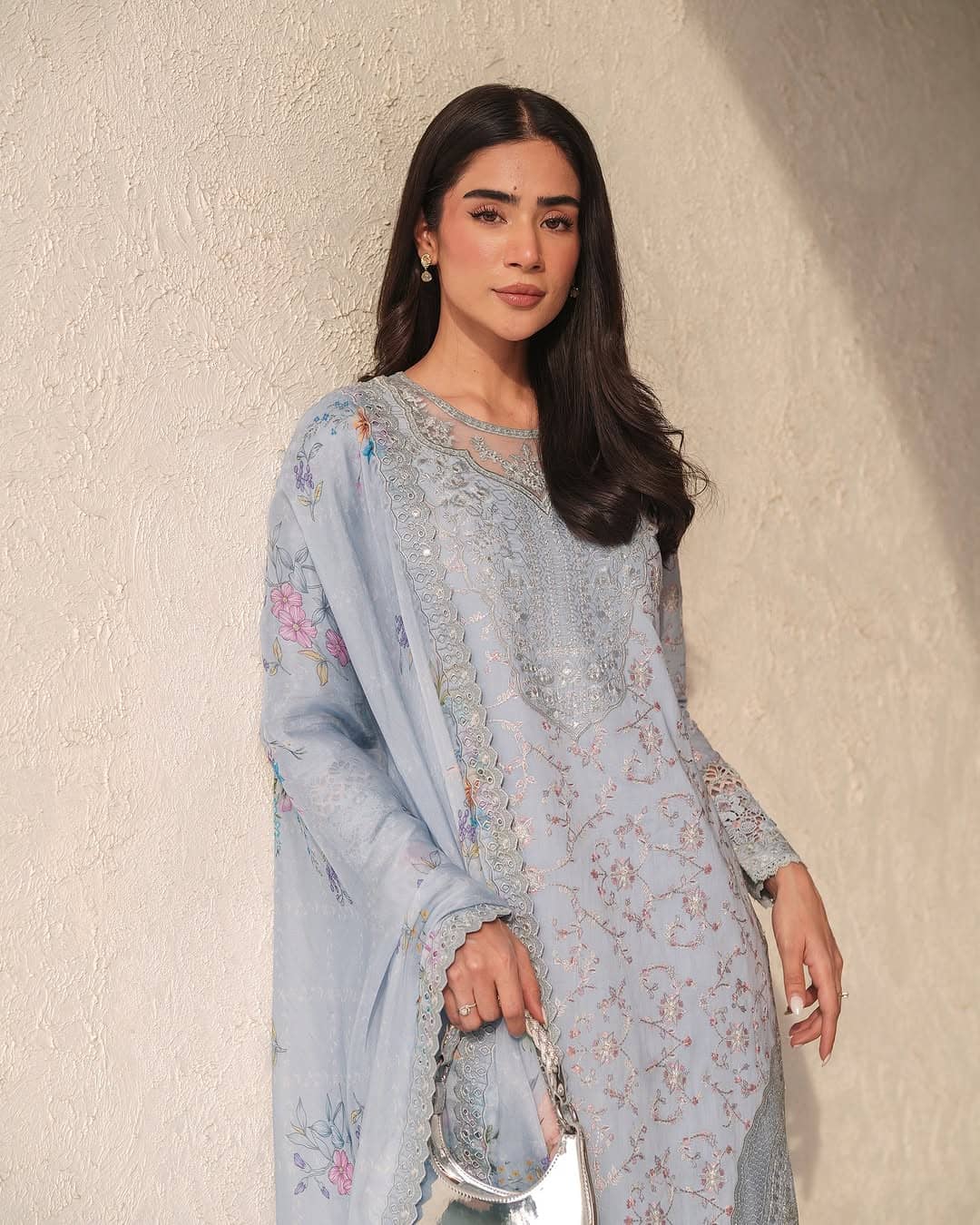 Faiza Saqlain spotted Spotted in Faiza Saqlain Lawn/Liana/Pastel Blue