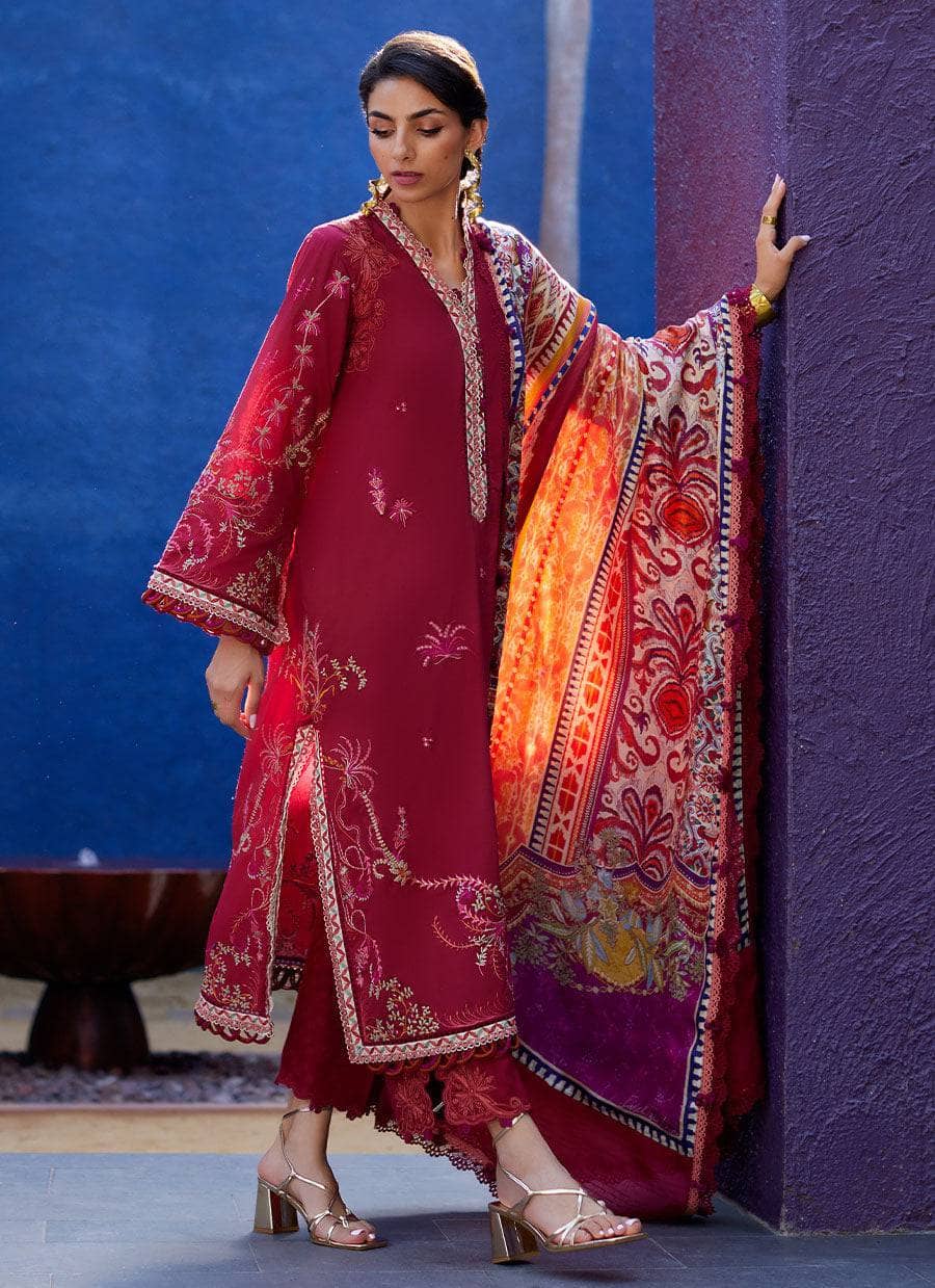Farah Talib Aziz Lawn Pakistani Suits Restocked/Farah Talib Aziz Suay/Enzo Red