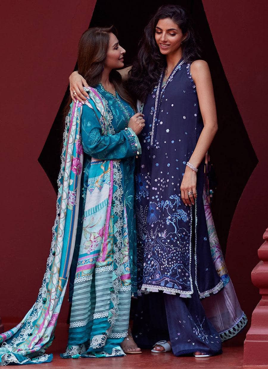 Farah Talib Aziz Lawn Pakistani Suits Restocked/Farah Talib Aziz Suay/Moana Teal