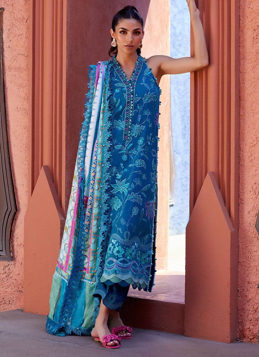 Farah Talib Aziz Lawn Pakistani Suits Restocked/Farah Talib Aziz Suay/Moana Teal