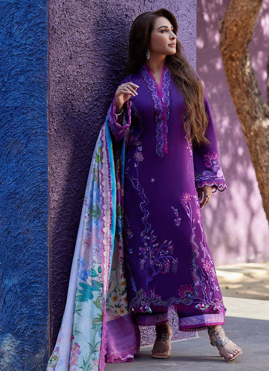 Farah Talib Aziz Lawn Pakistani Suits Restocked/Farah Talib Aziz Suay/Yuri Purple