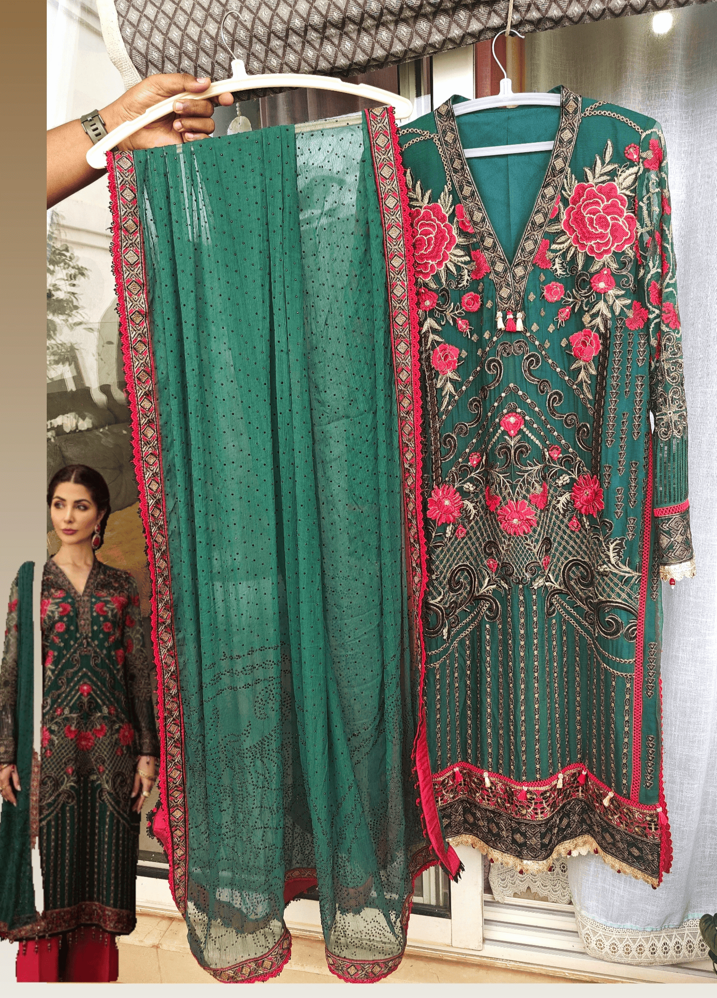 Ready To Wear/Stitched Flossie Embroidered Chiffon Collection/Luxury Edition Vol-5/Ruby Woa